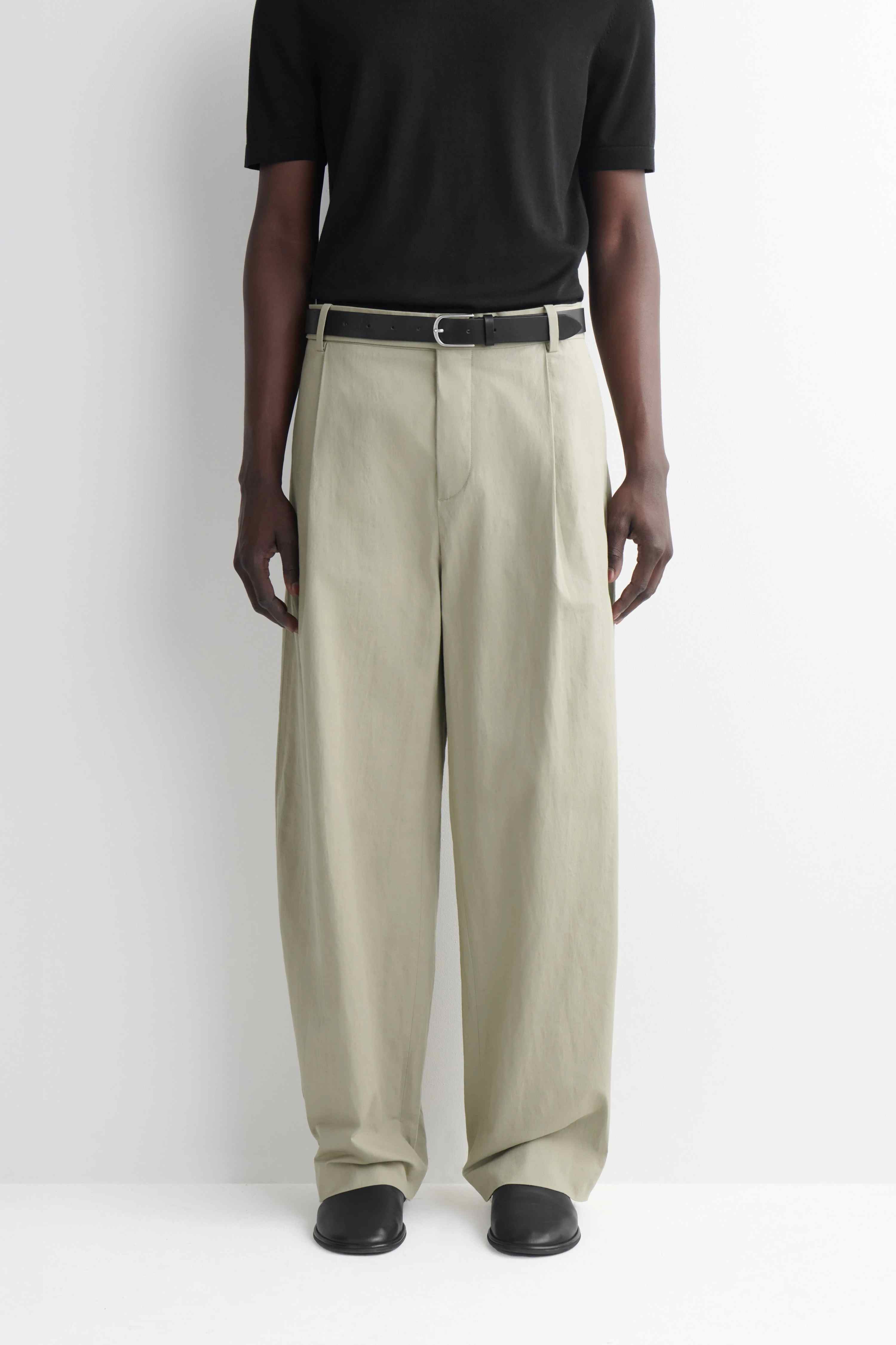 COTTON-LINEN RELAXED-FIT BARREL-LEG TROUSERS - 3
