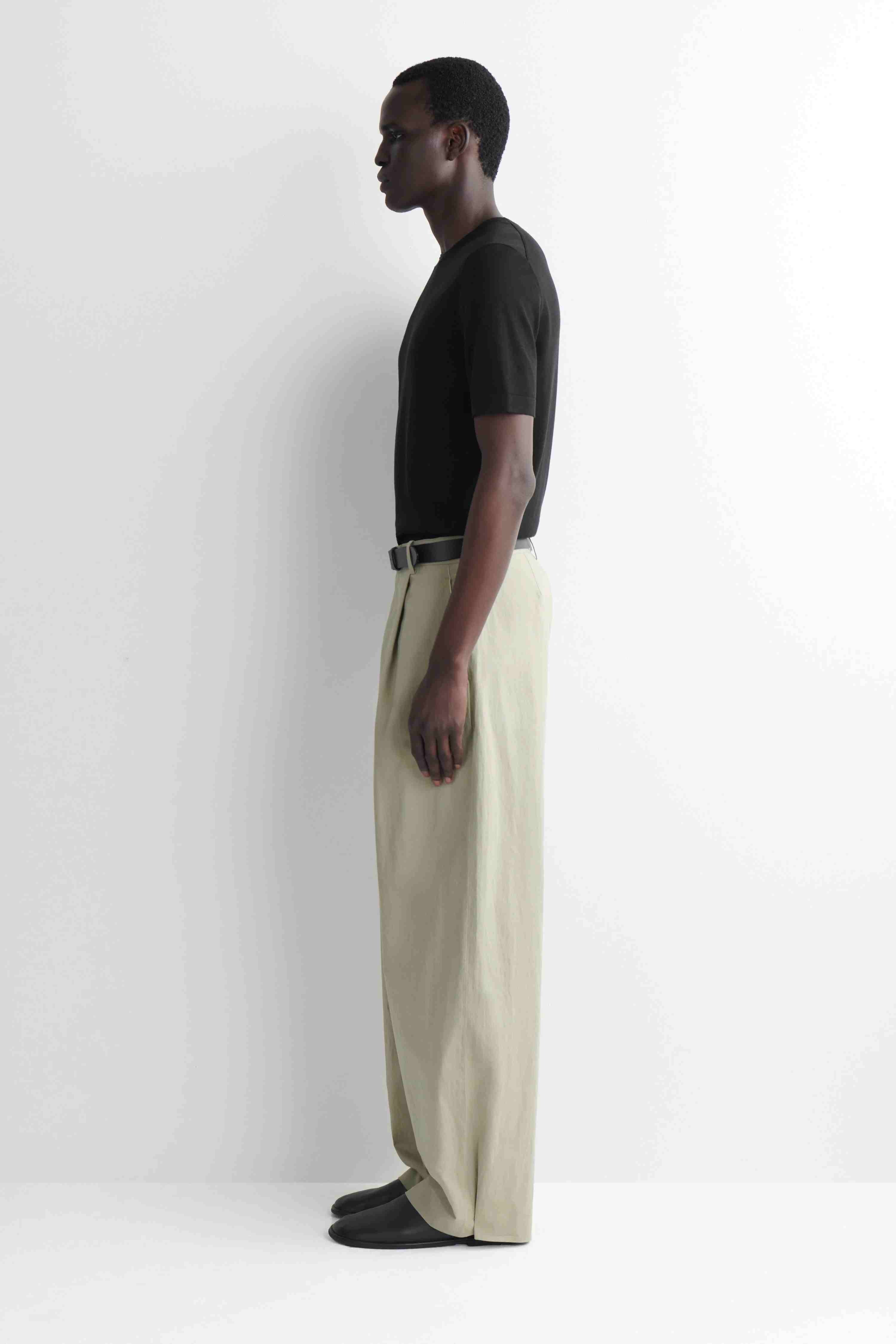 COTTON-LINEN RELAXED-FIT BARREL-LEG TROUSERS - 4