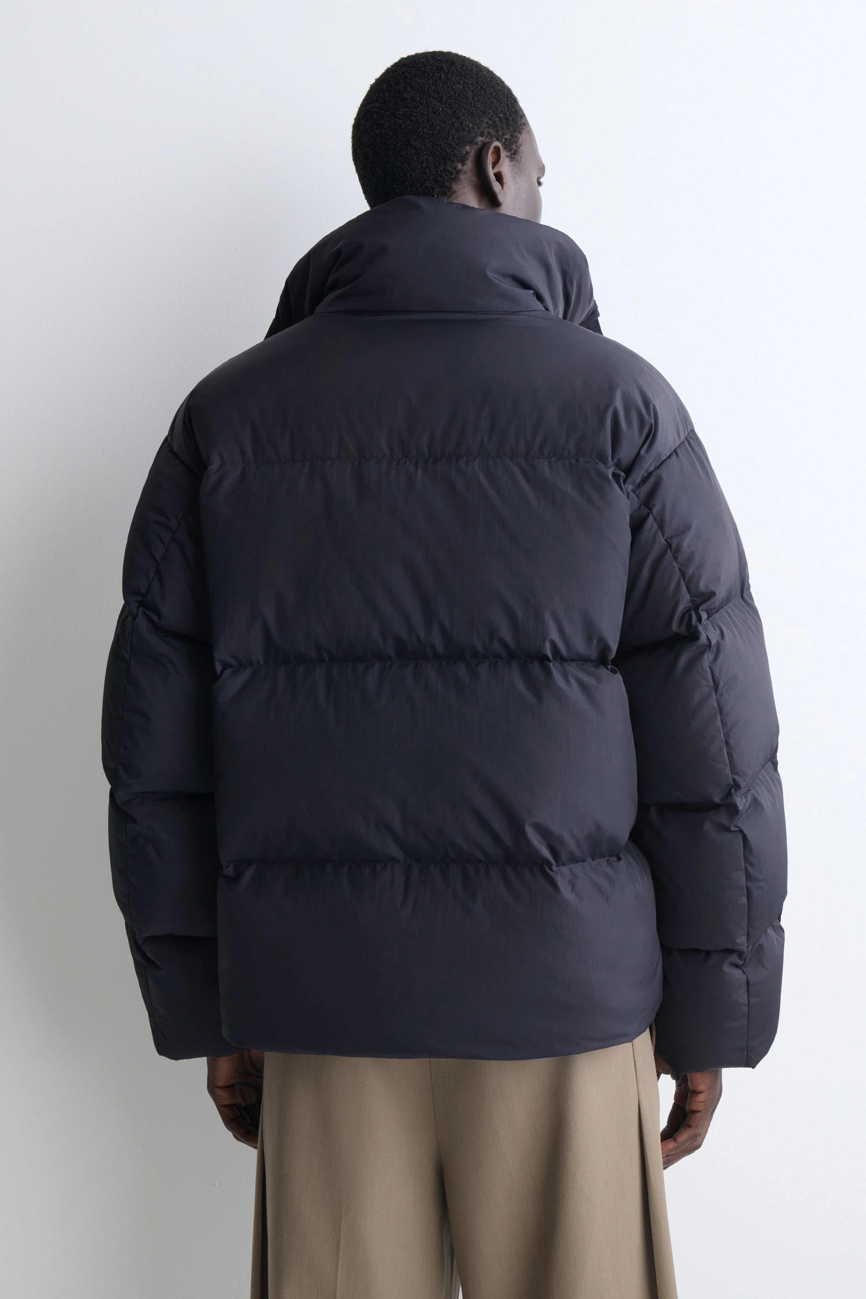 FUNNEL-NECK NYLON DOWN PUFFER JACKET