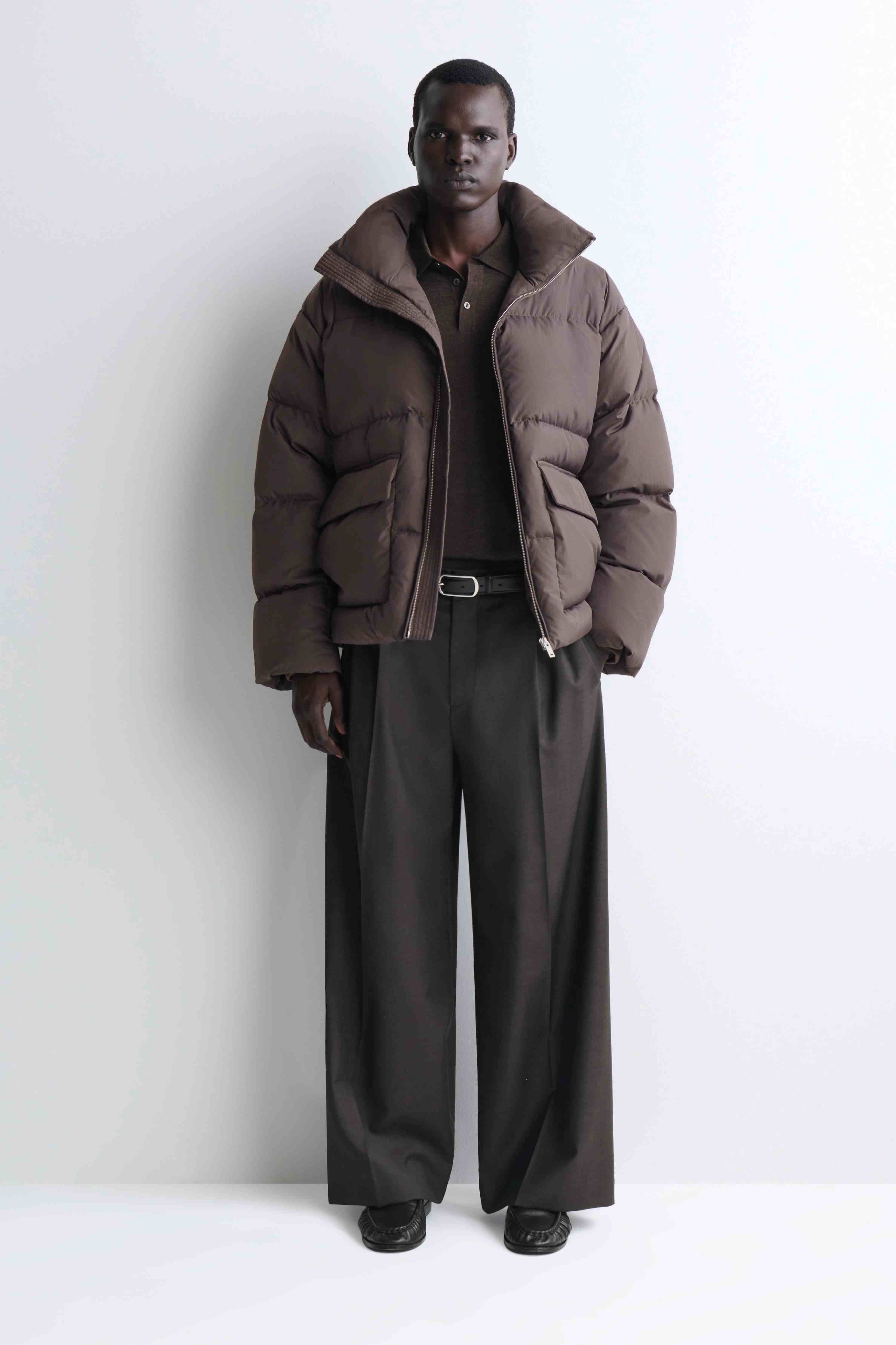 FUNNEL-NECK NYLON DOWN PUFFER JACKET