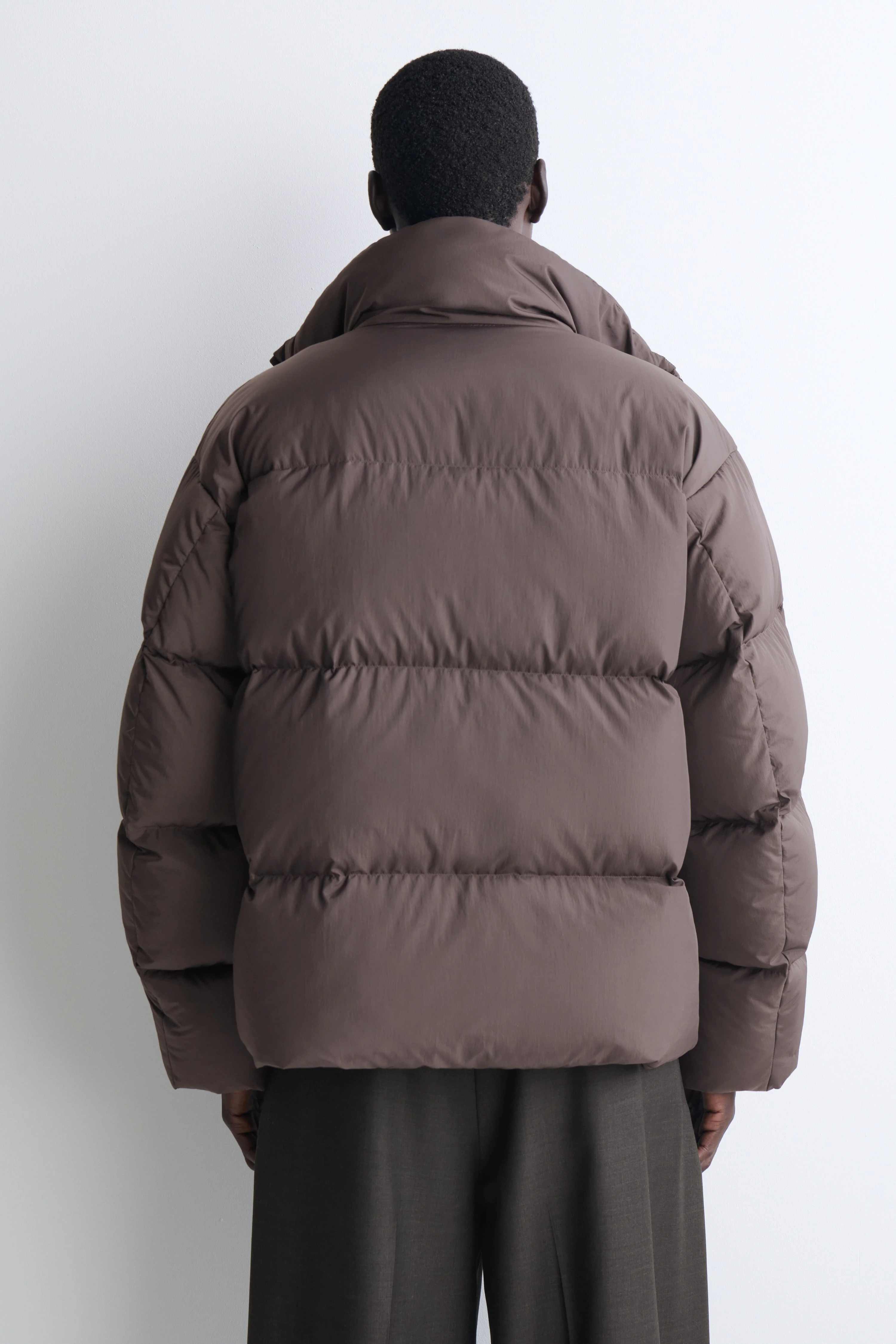 FUNNEL-NECK NYLON DOWN PUFFER JACKET