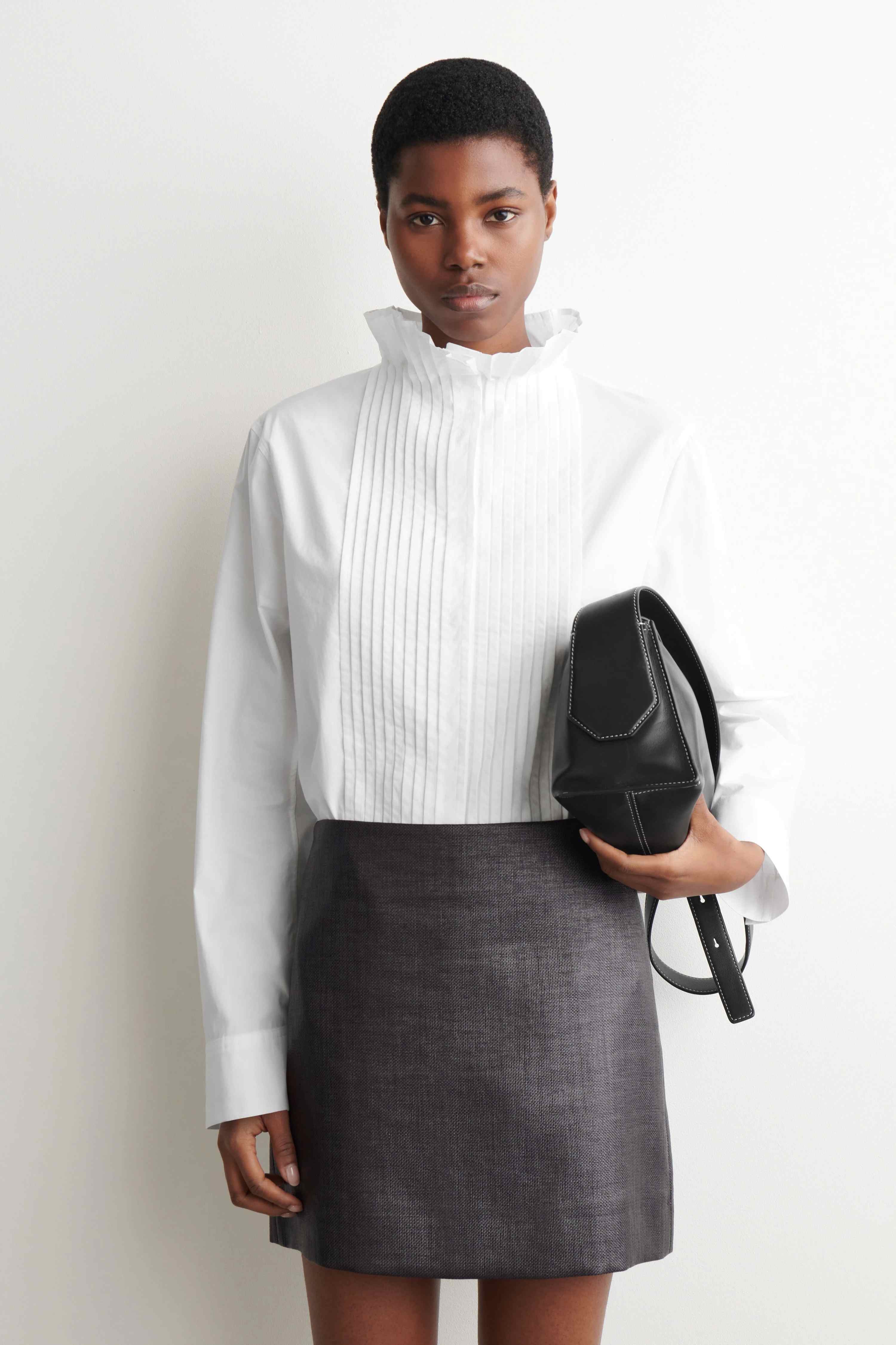 PINTUCKED COTTON BLOUSE - 1