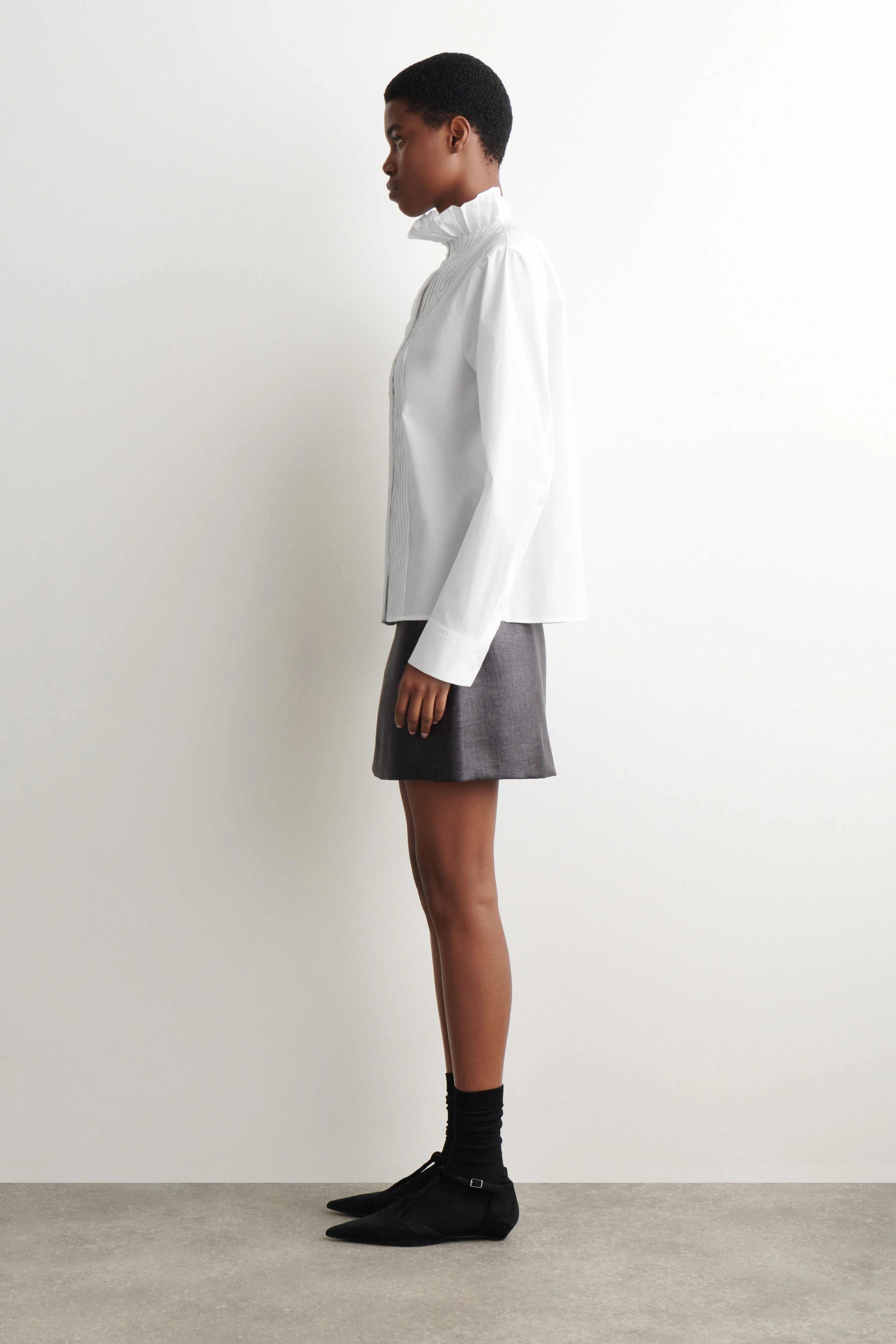 PINTUCKED COTTON BLOUSE - 4