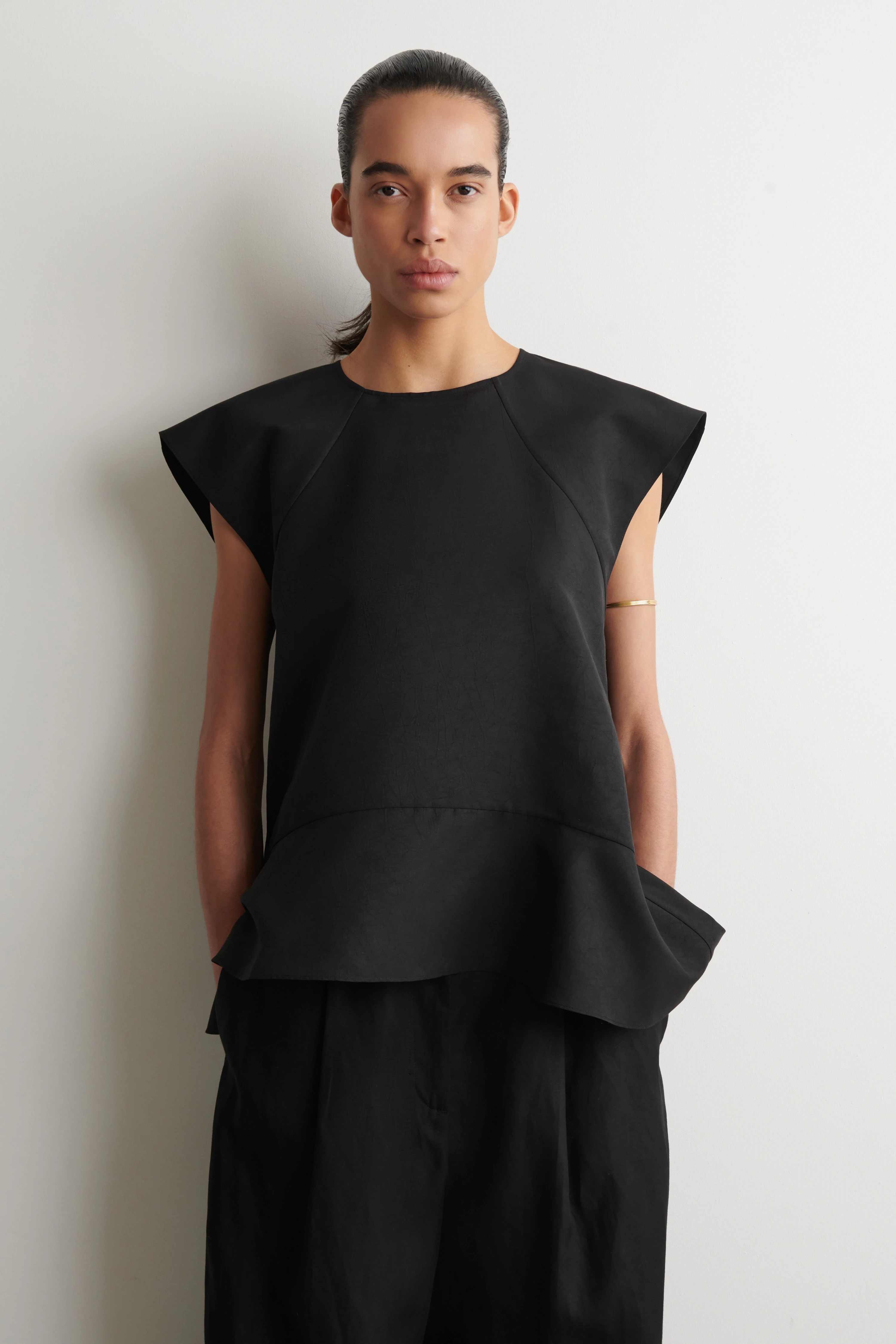 FLARED CAP-SLEEVE TOP - 1