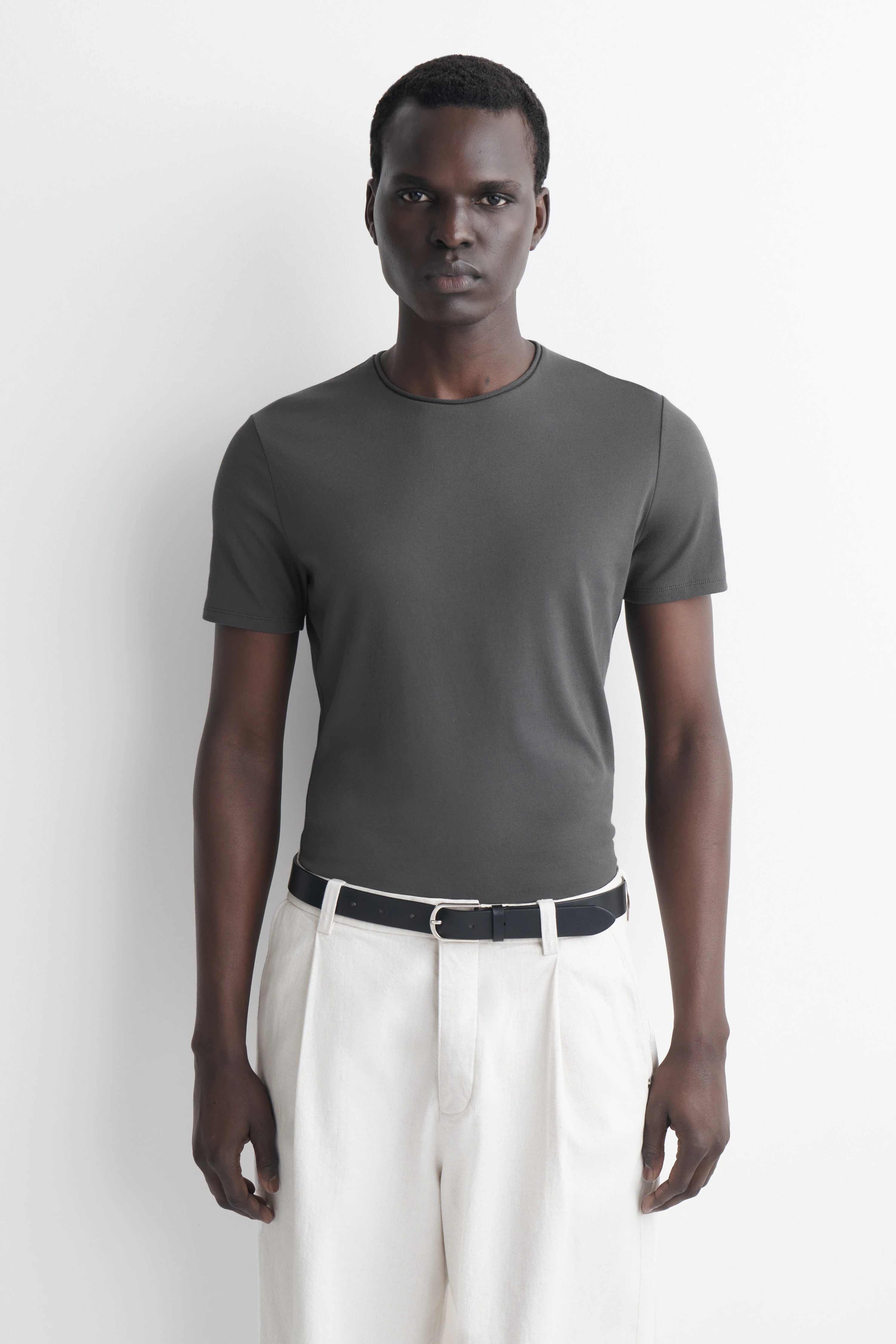 SLIM-FIT COTTON CREPE LIGHTWEIGHT T-SHIRT - 1