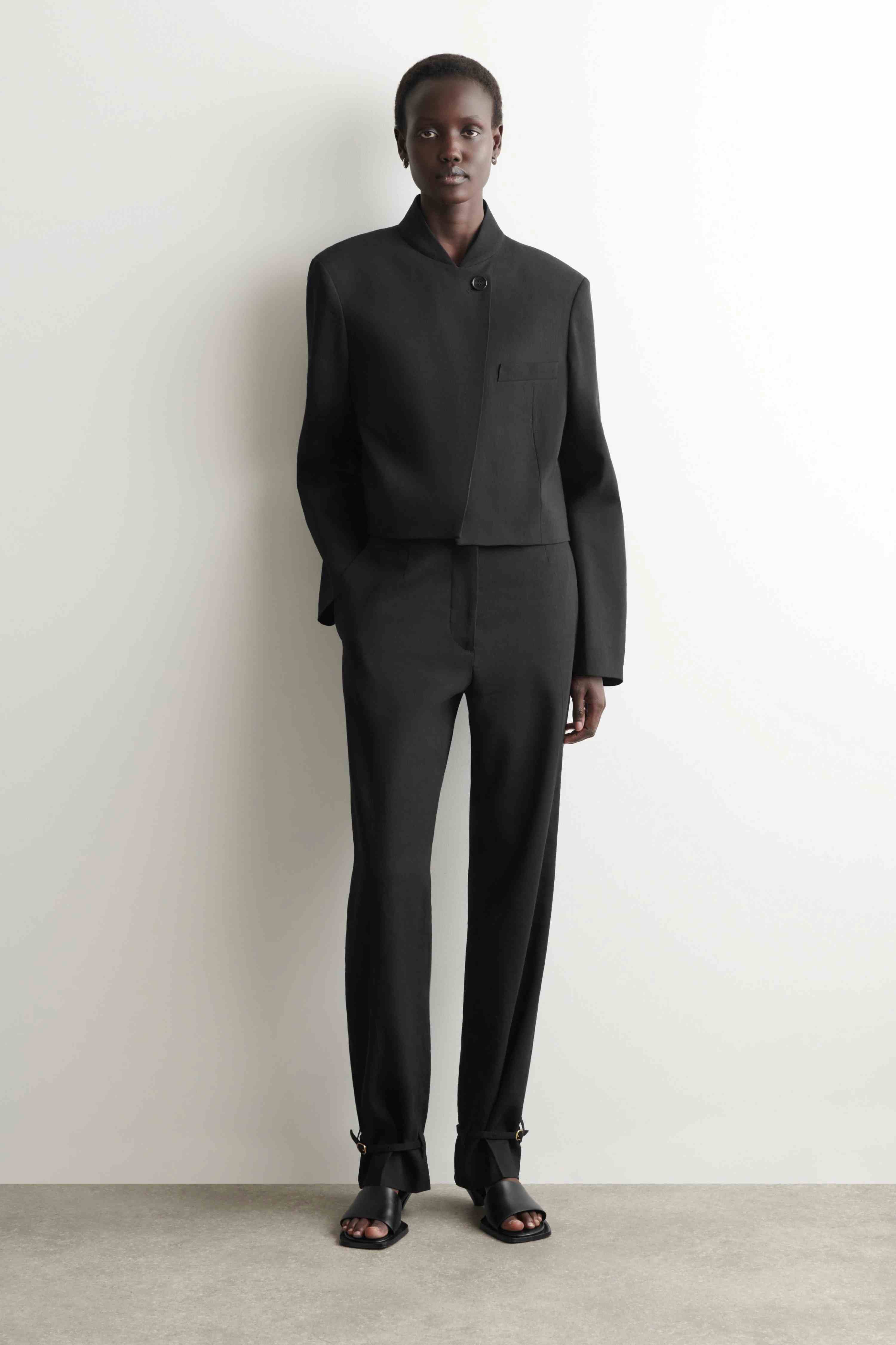 CROPPED STRUCTURED LINEN BLAZER - 3