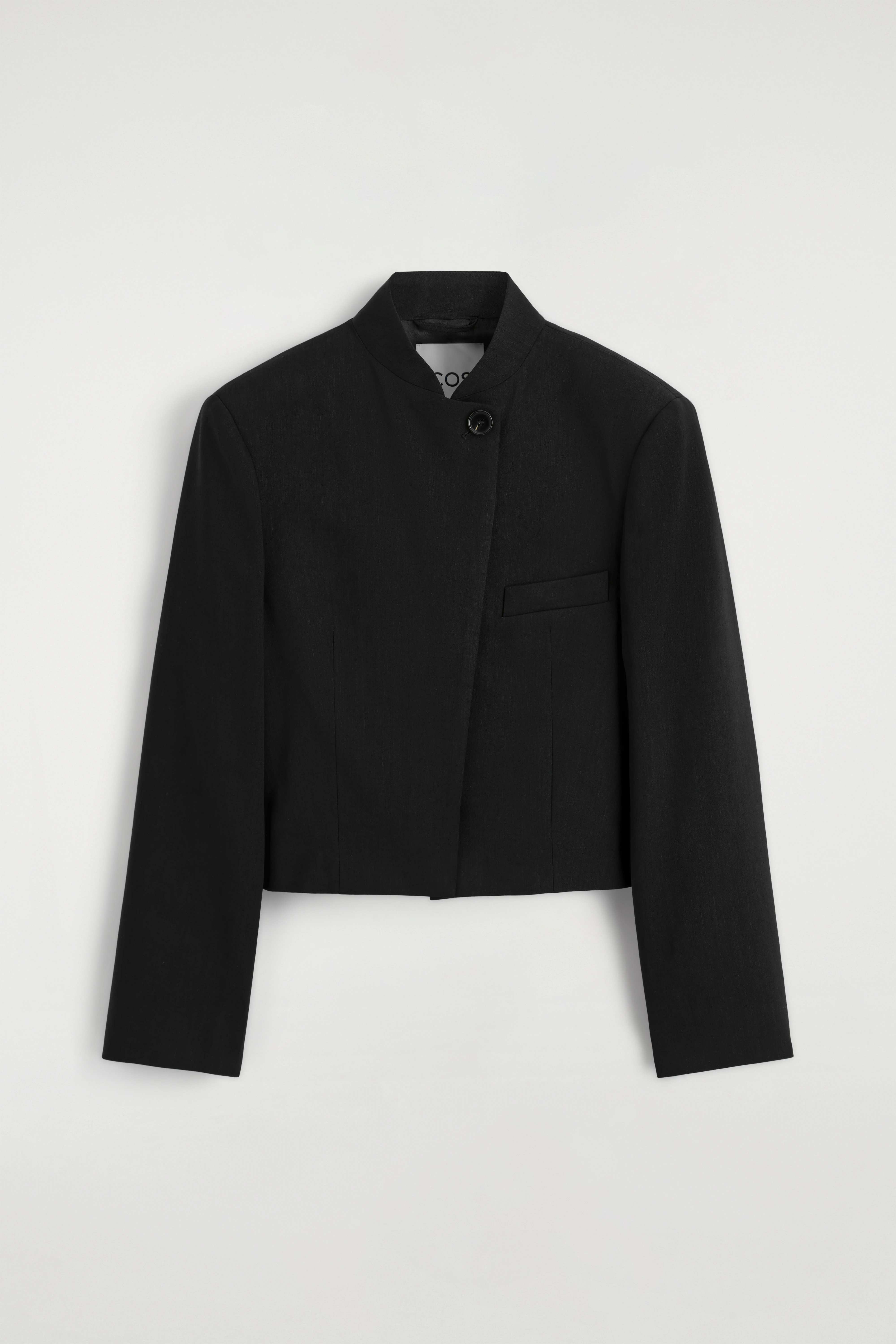 CROPPED STRUCTURED LINEN BLAZER - 6