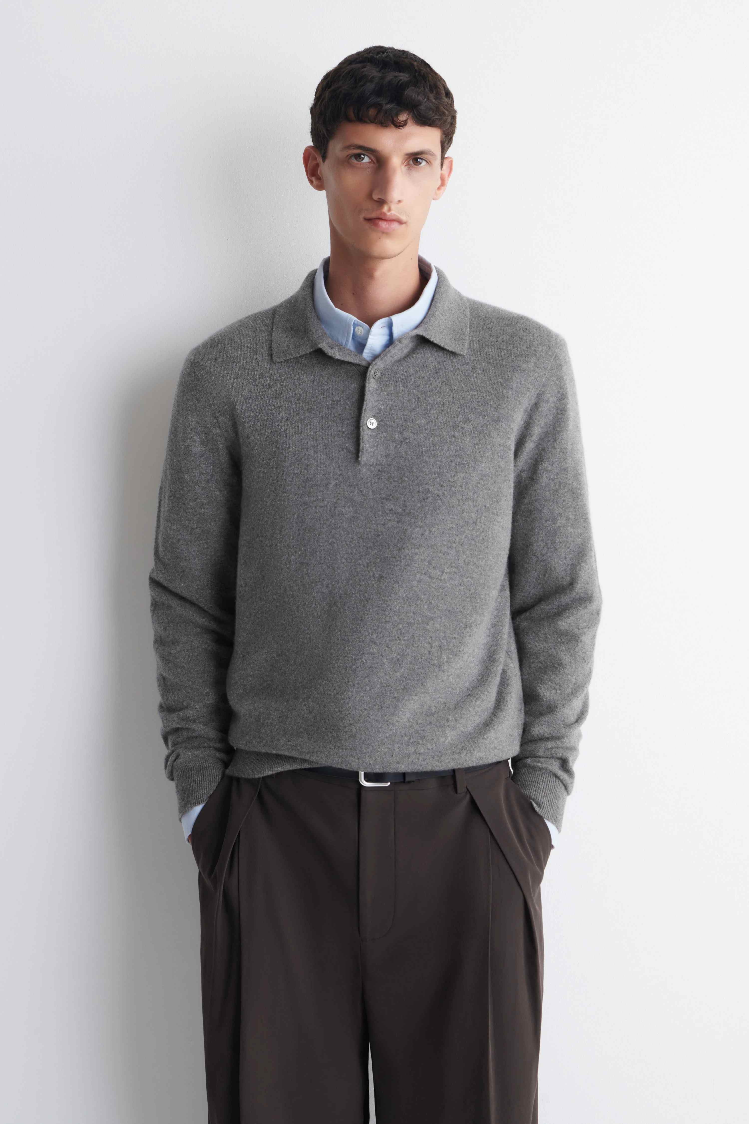 PURE CASHMERE POLO JUMPER - 1