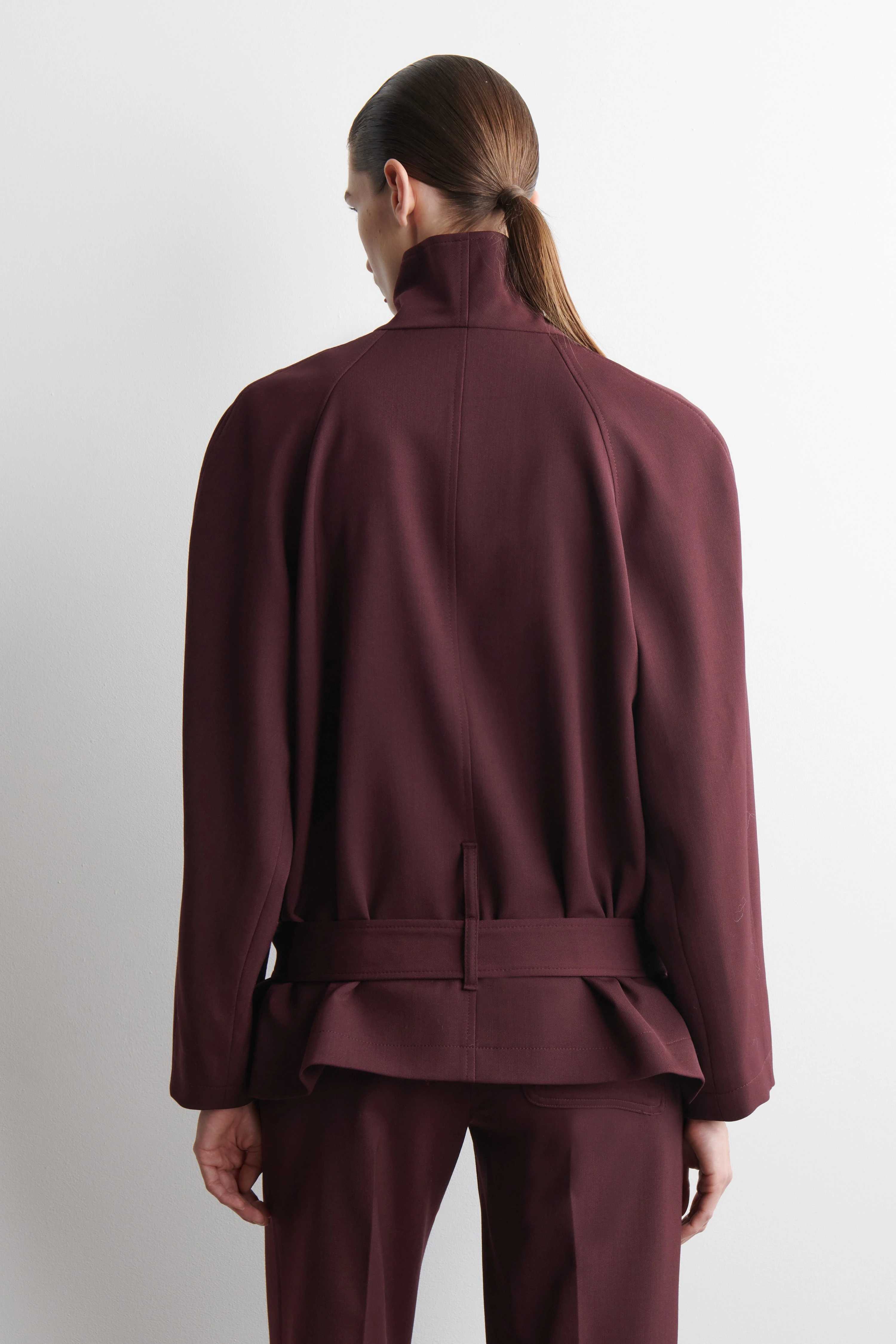 BELTED WOOL-BLEND SHAWL-COLLAR JACKET - 2