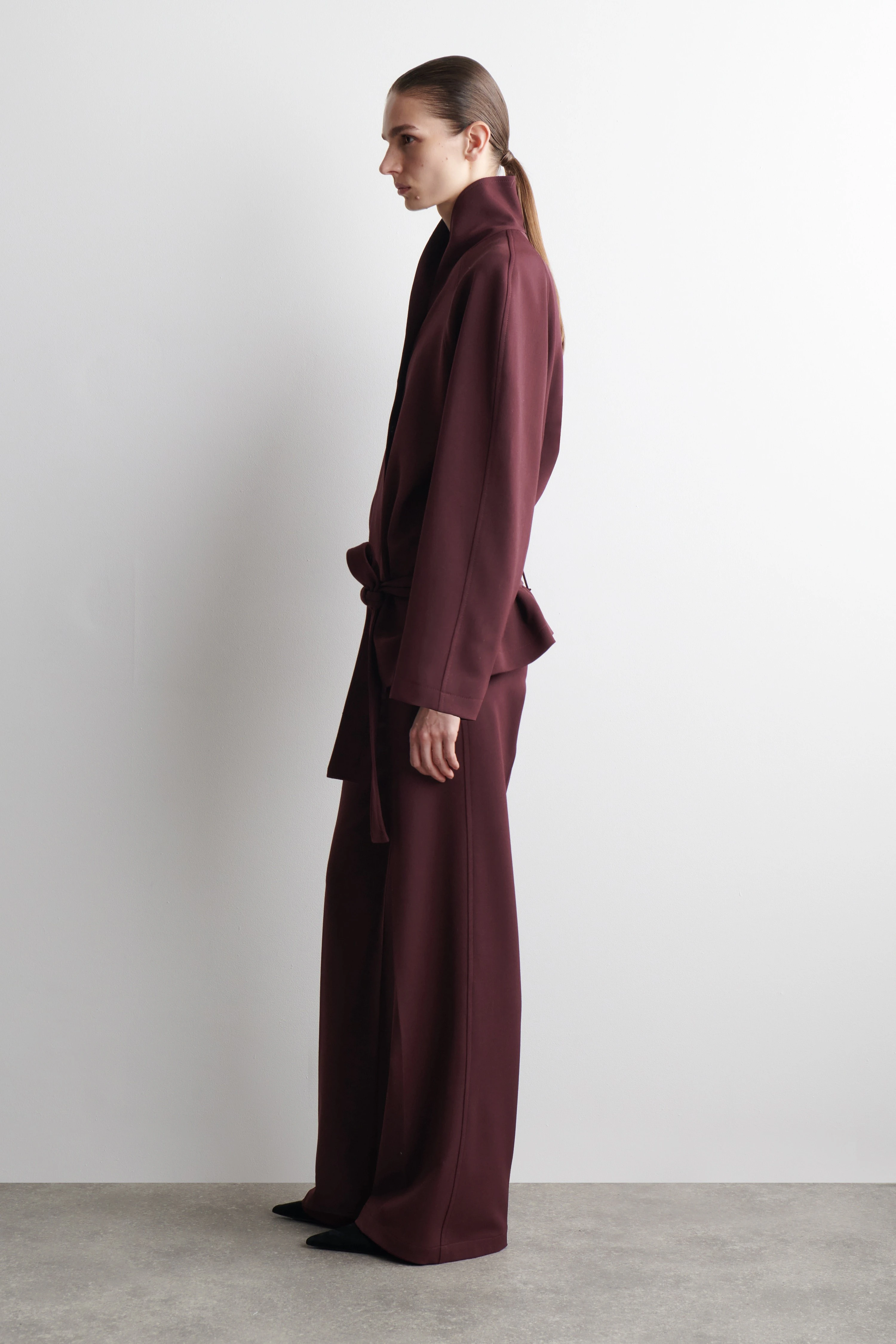 BELTED WOOL-BLEND SHAWL-COLLAR JACKET - 4