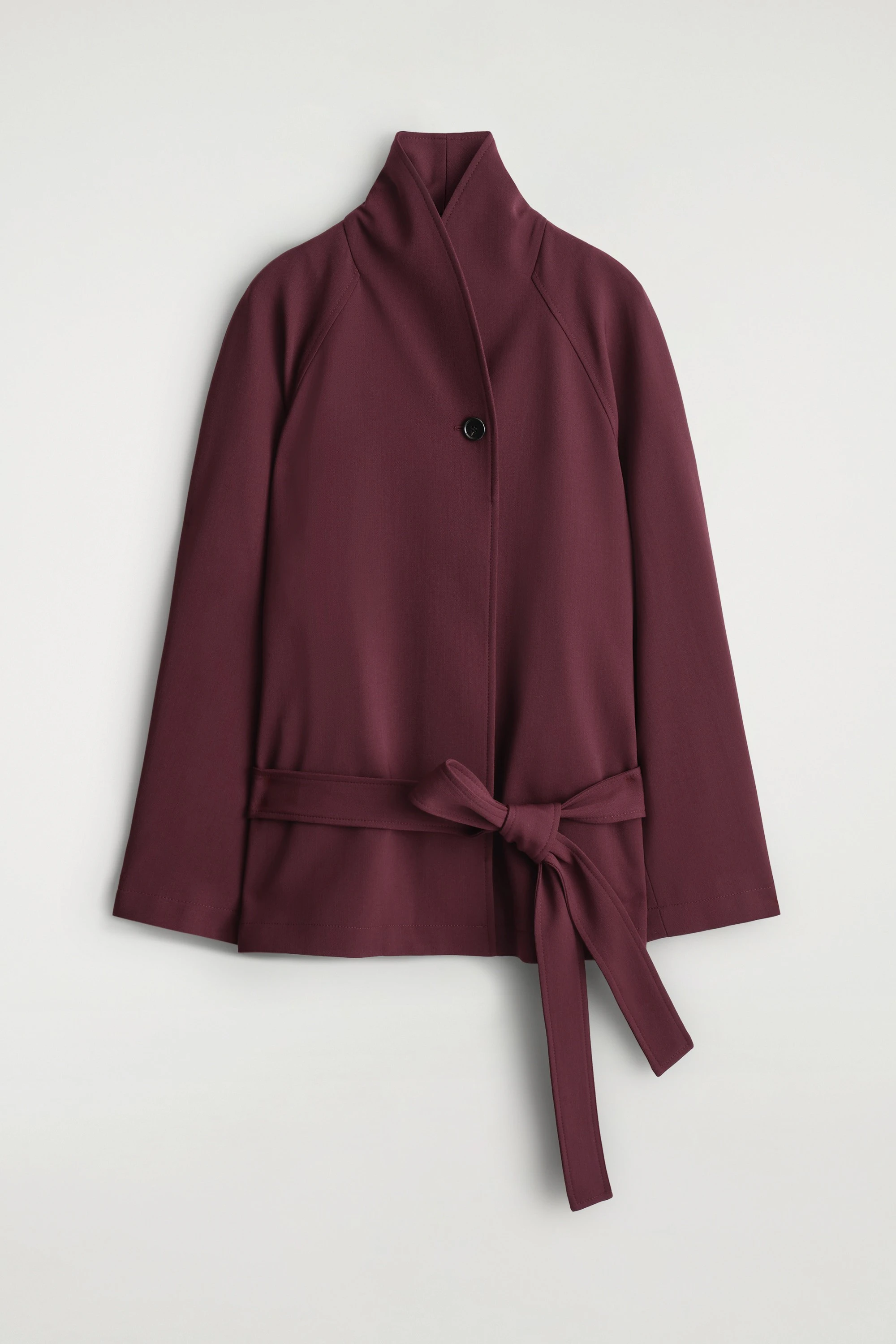 BELTED WOOL-BLEND SHAWL-COLLAR JACKET - 6
