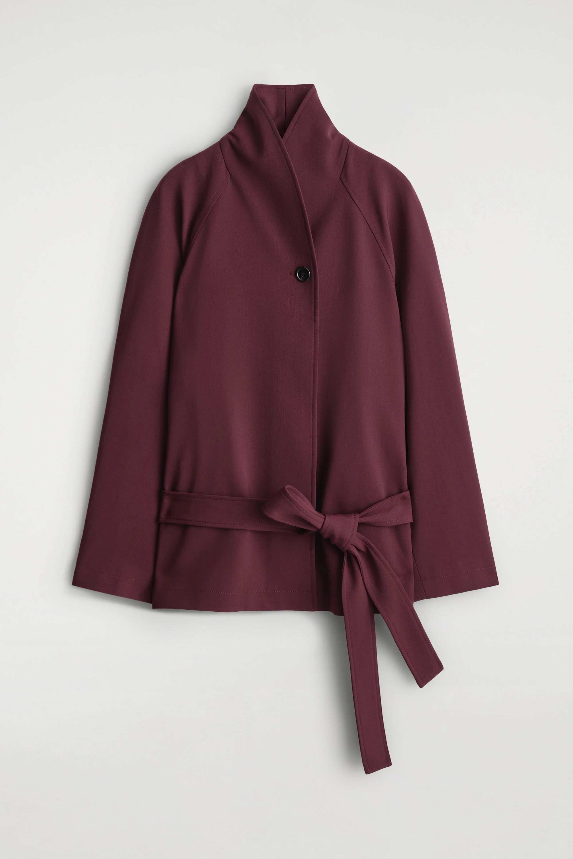 BELTED WOOL-BLEND SHAWL-COLLAR JACKET - 6