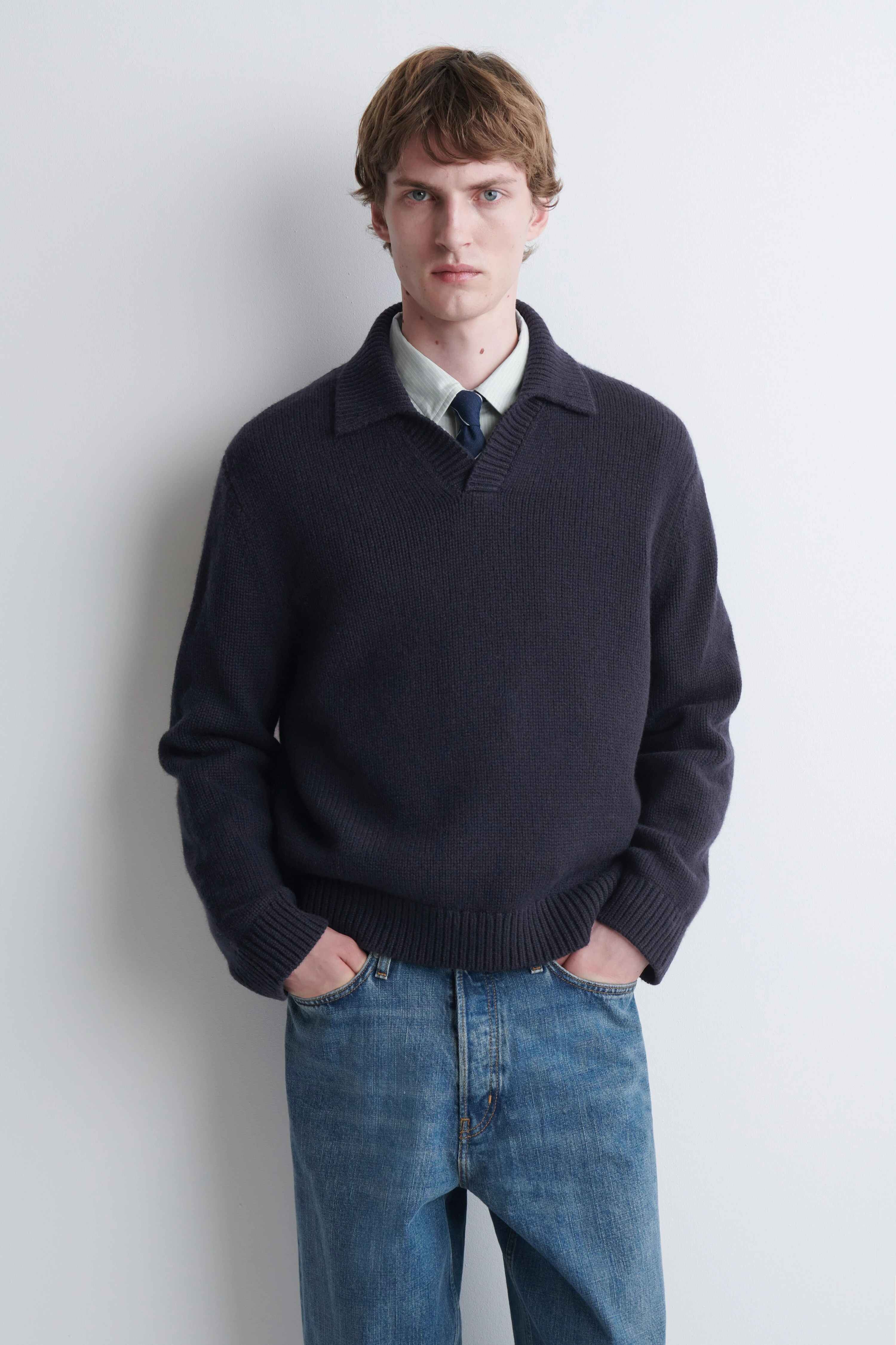 CHUNKY CASHMERE POLO JUMPER