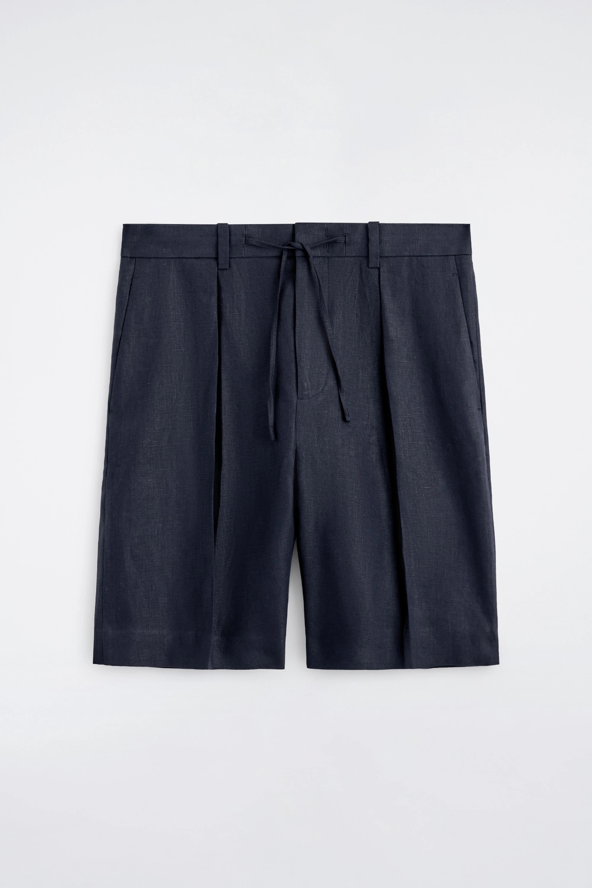 PLEATED LINEN DRAWSTRING SHORTS - 6