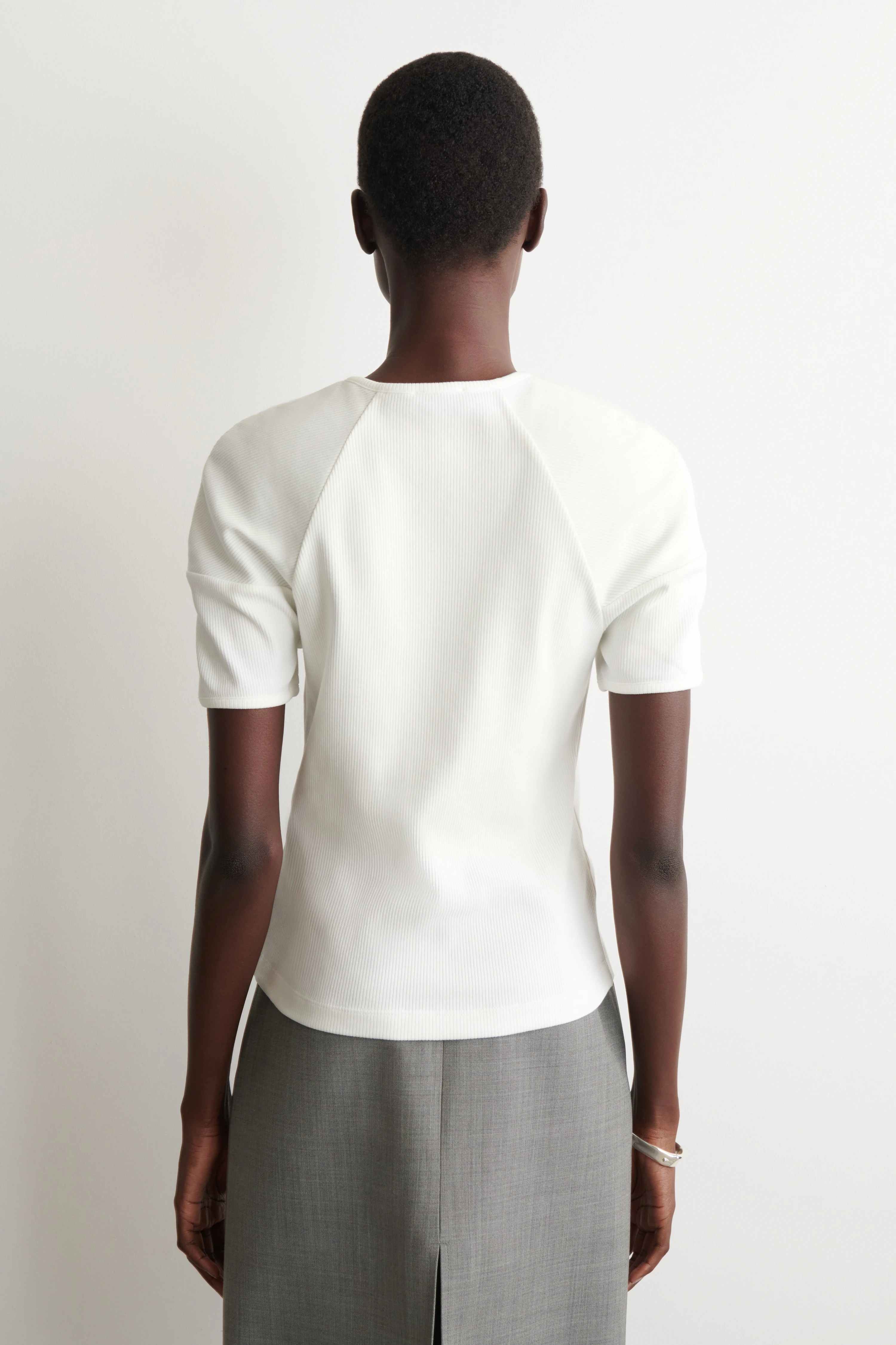 ROUNDED RIBBED JERSEY HENLEY TOP - 2