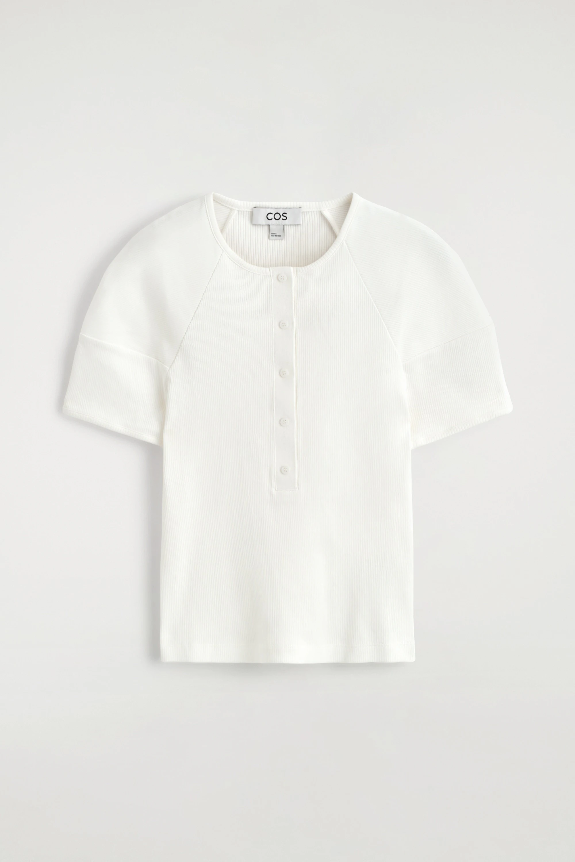ROUNDED RIBBED JERSEY HENLEY TOP - 6