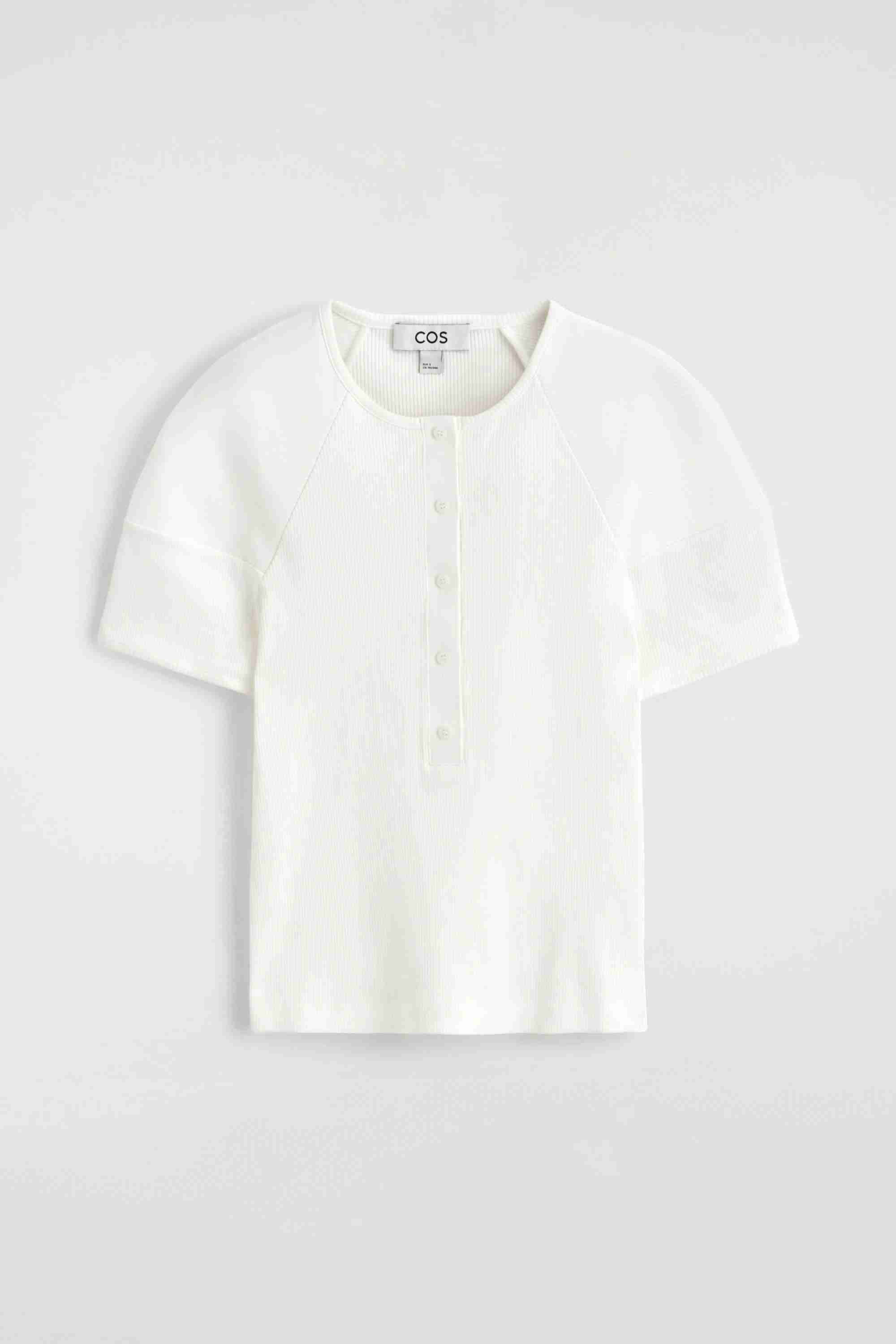 ROUNDED RIBBED JERSEY HENLEY TOP - 6