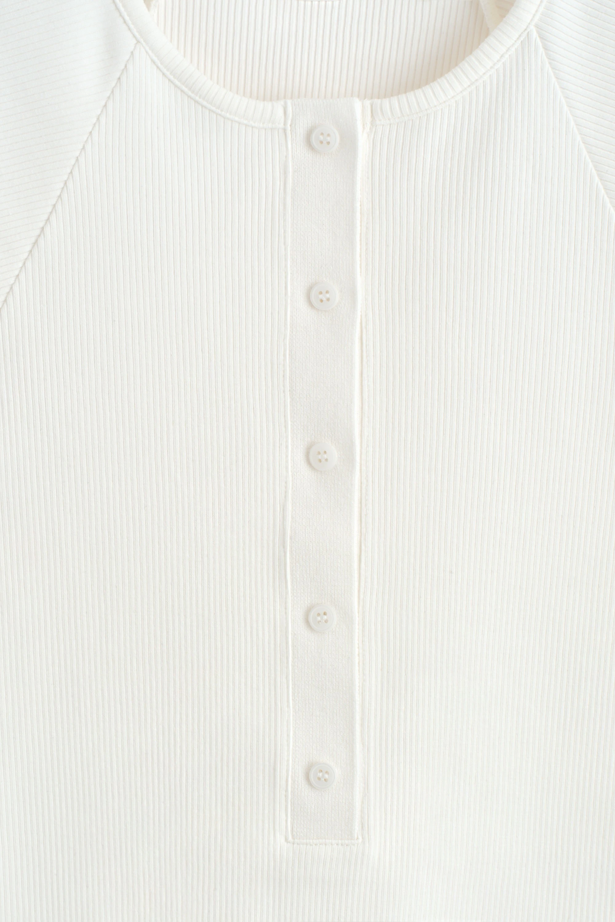 ROUNDED RIBBED JERSEY HENLEY TOP - 7