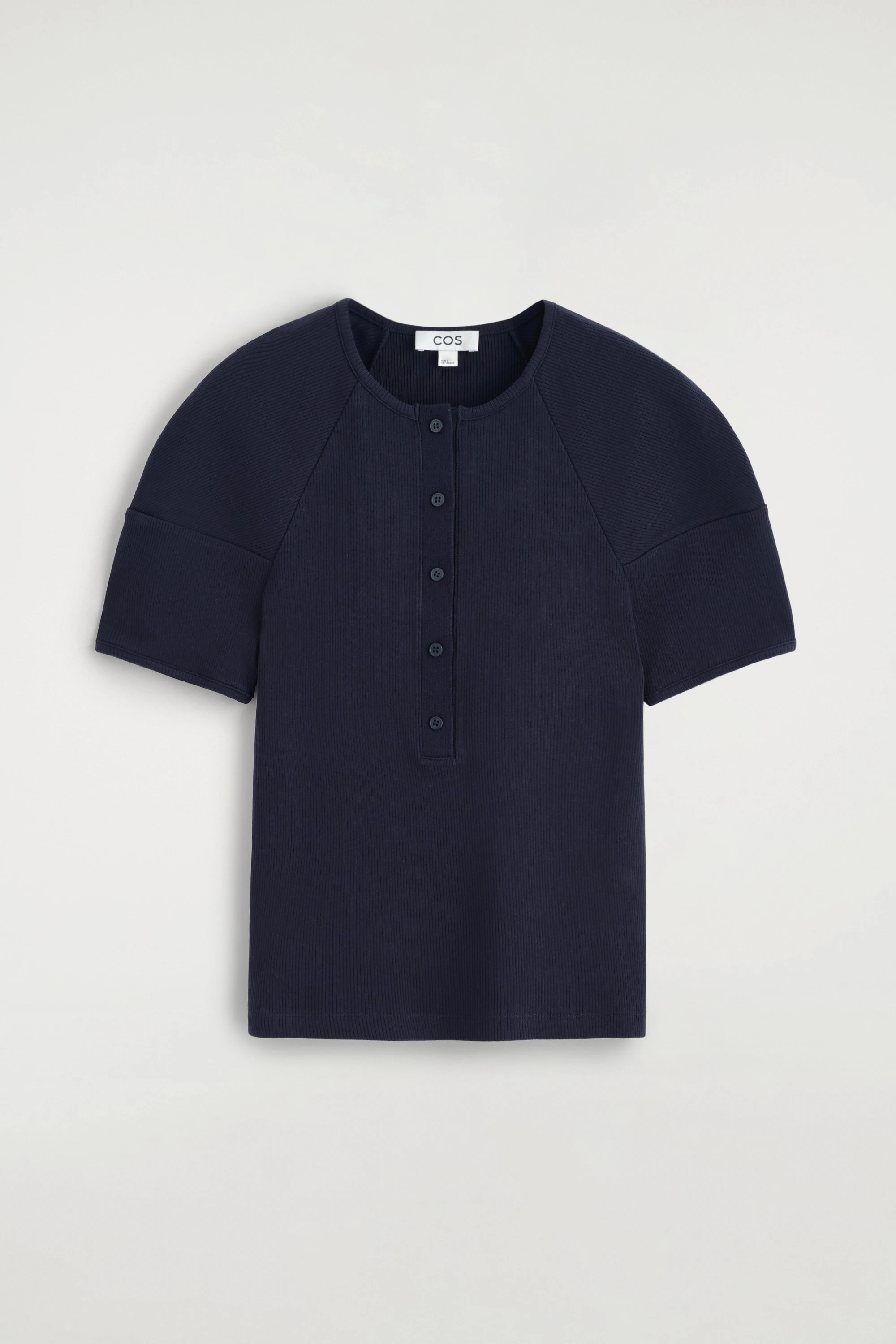 ROUNDED RIBBED JERSEY HENLEY TOP - 6