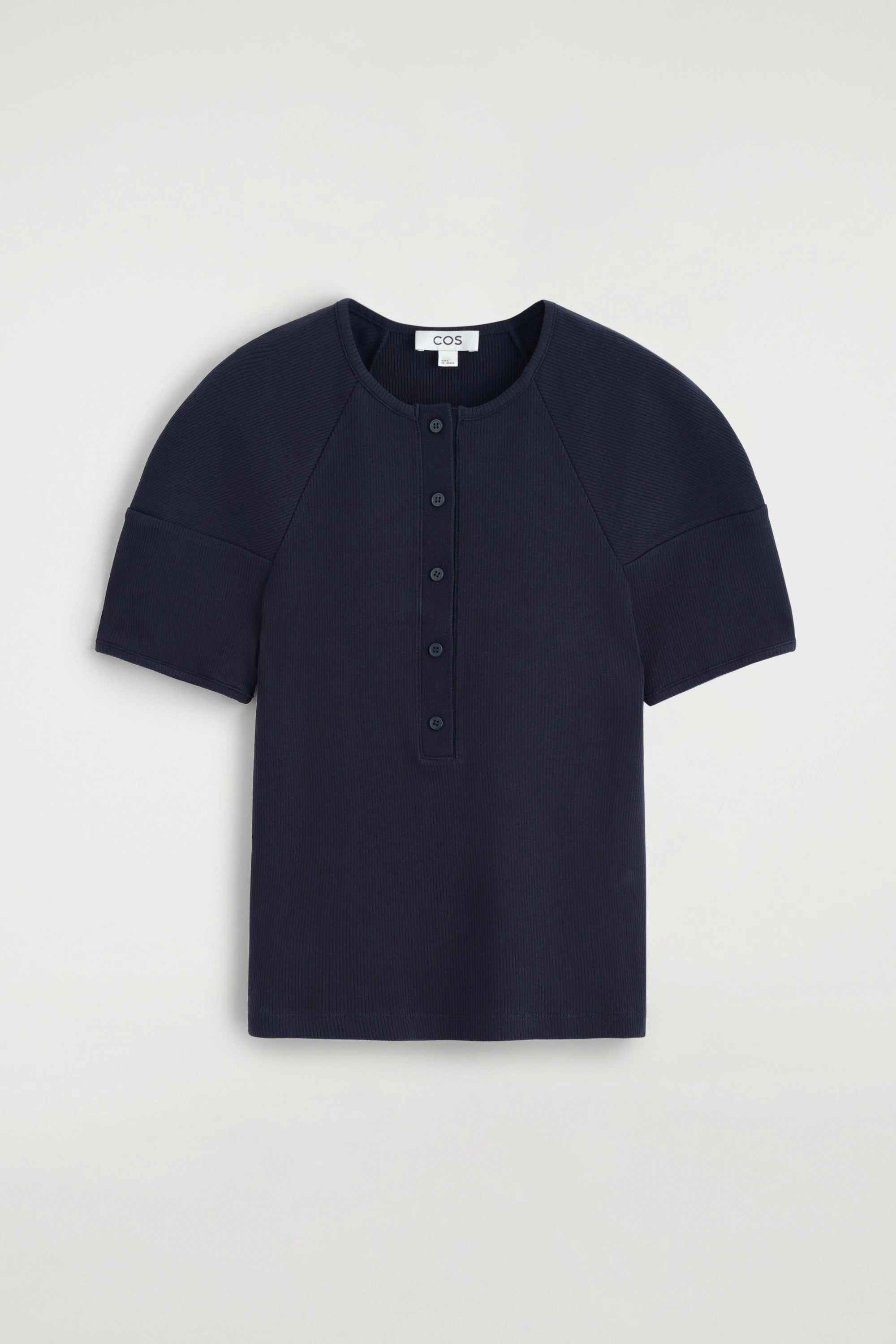 ROUNDED RIBBED JERSEY HENLEY TOP - 6