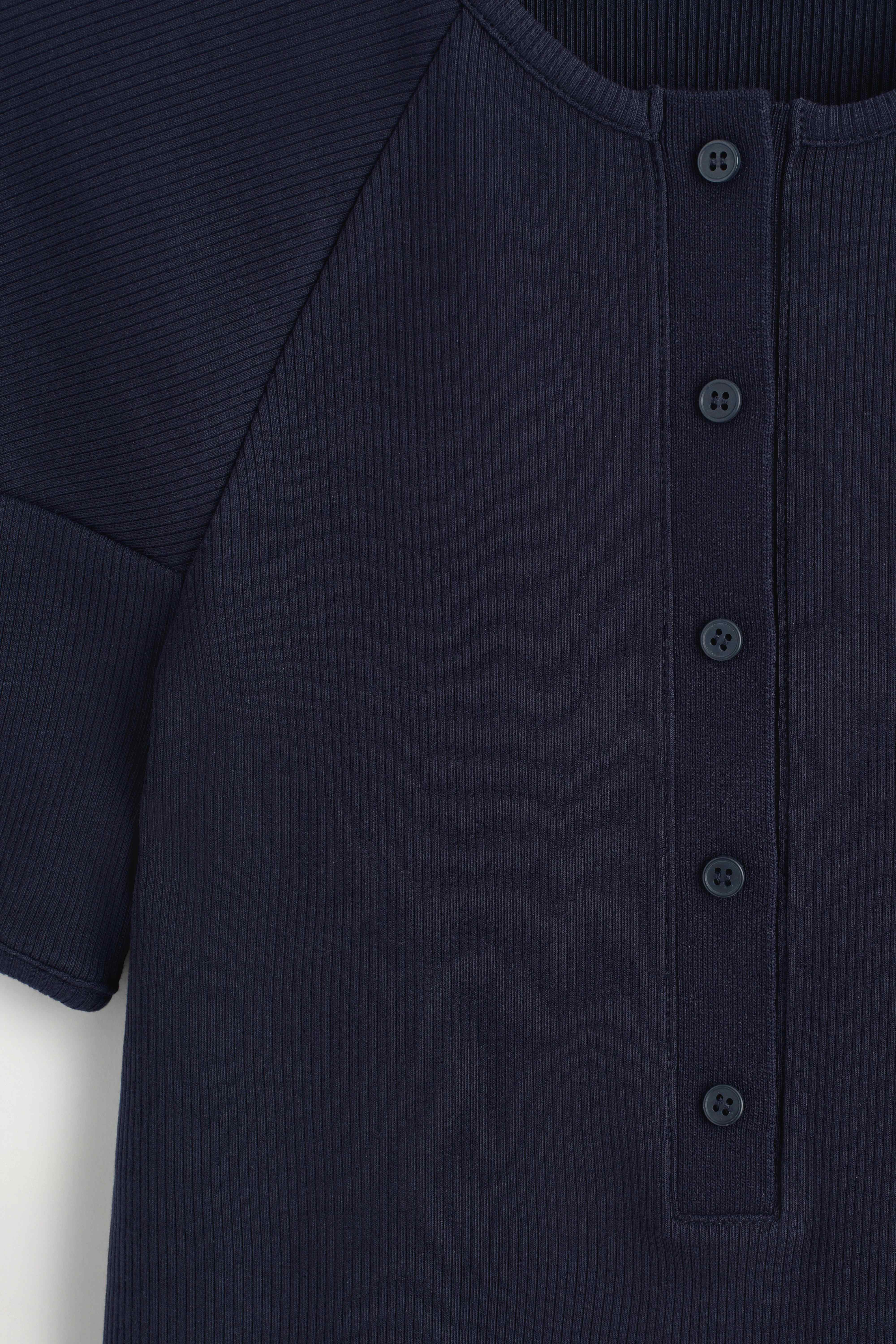 ROUNDED RIBBED JERSEY HENLEY TOP - 7
