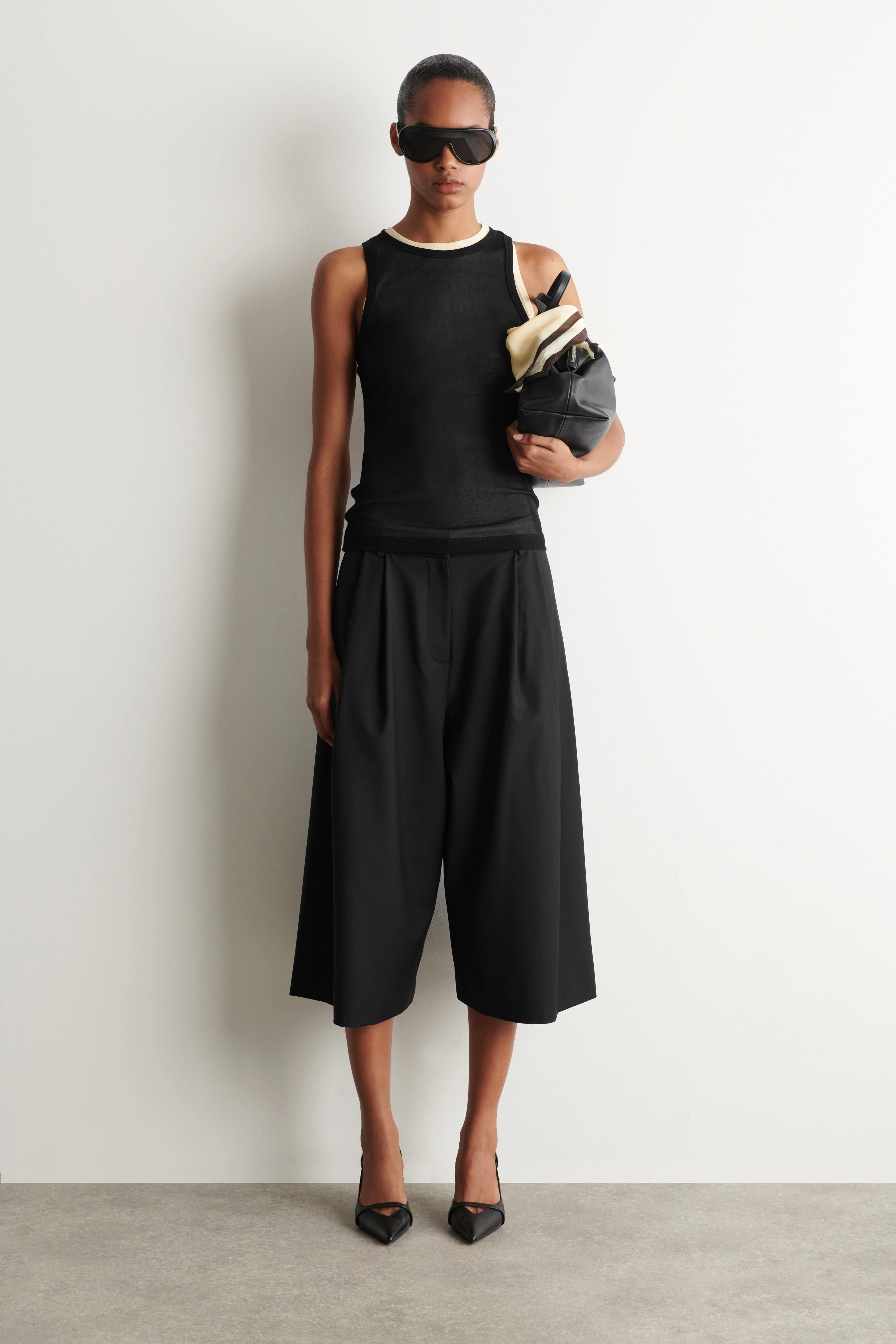 PLEATED WOOL-BLEND CULOTTES - 1