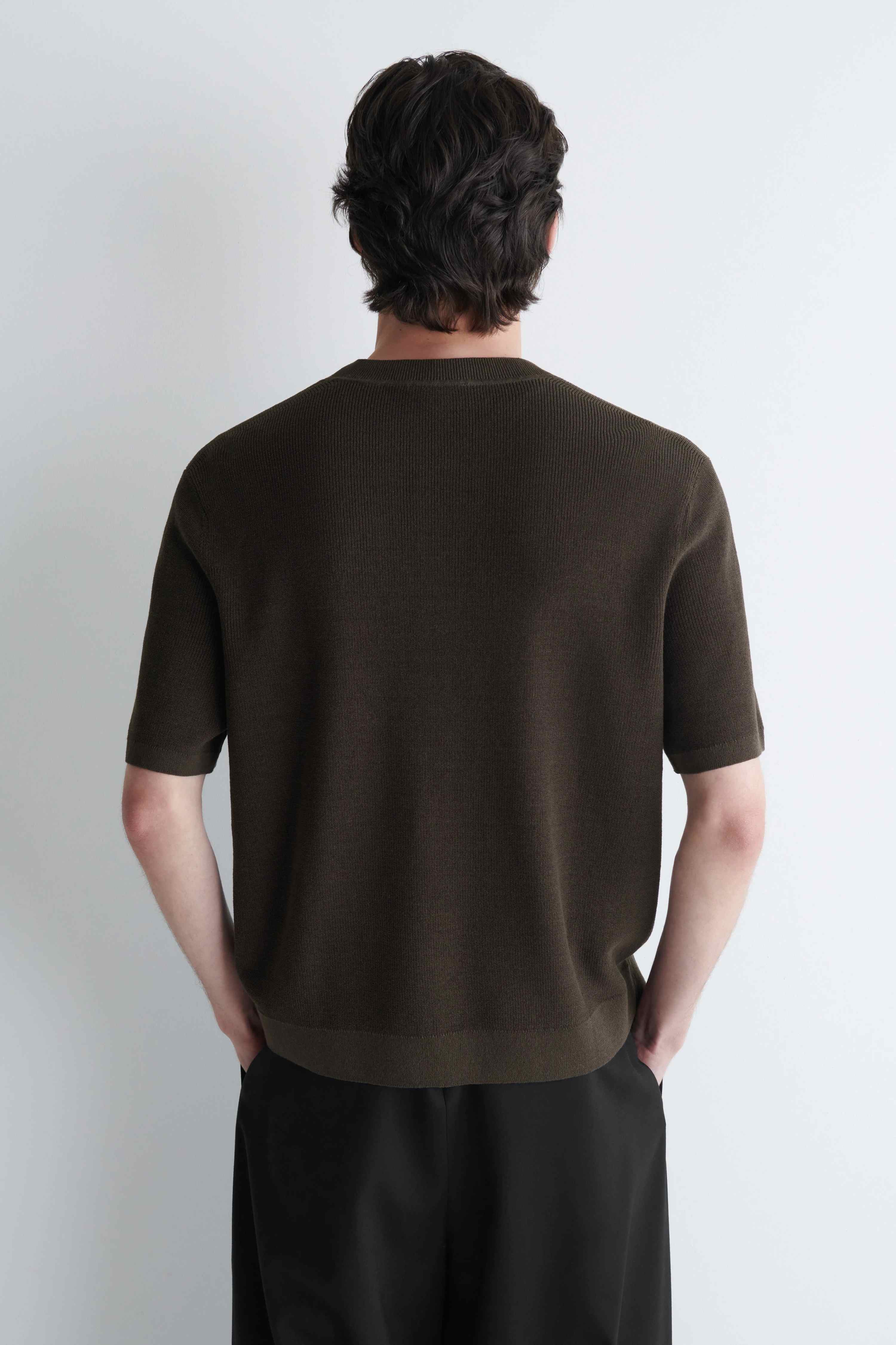 KNITTED LINEN HENLEY T-SHIRT - 2
