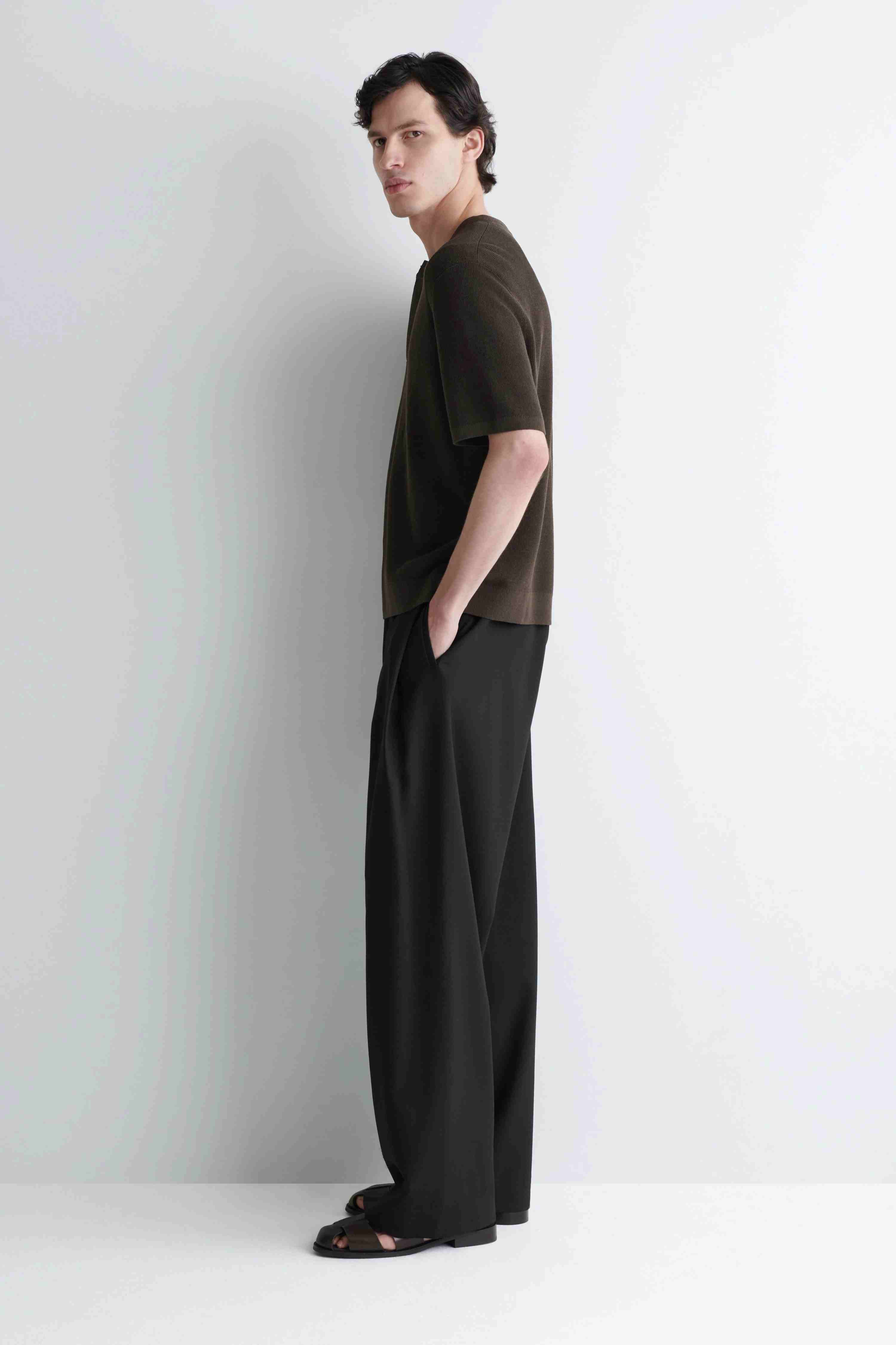 KNITTED LINEN HENLEY T-SHIRT - 4