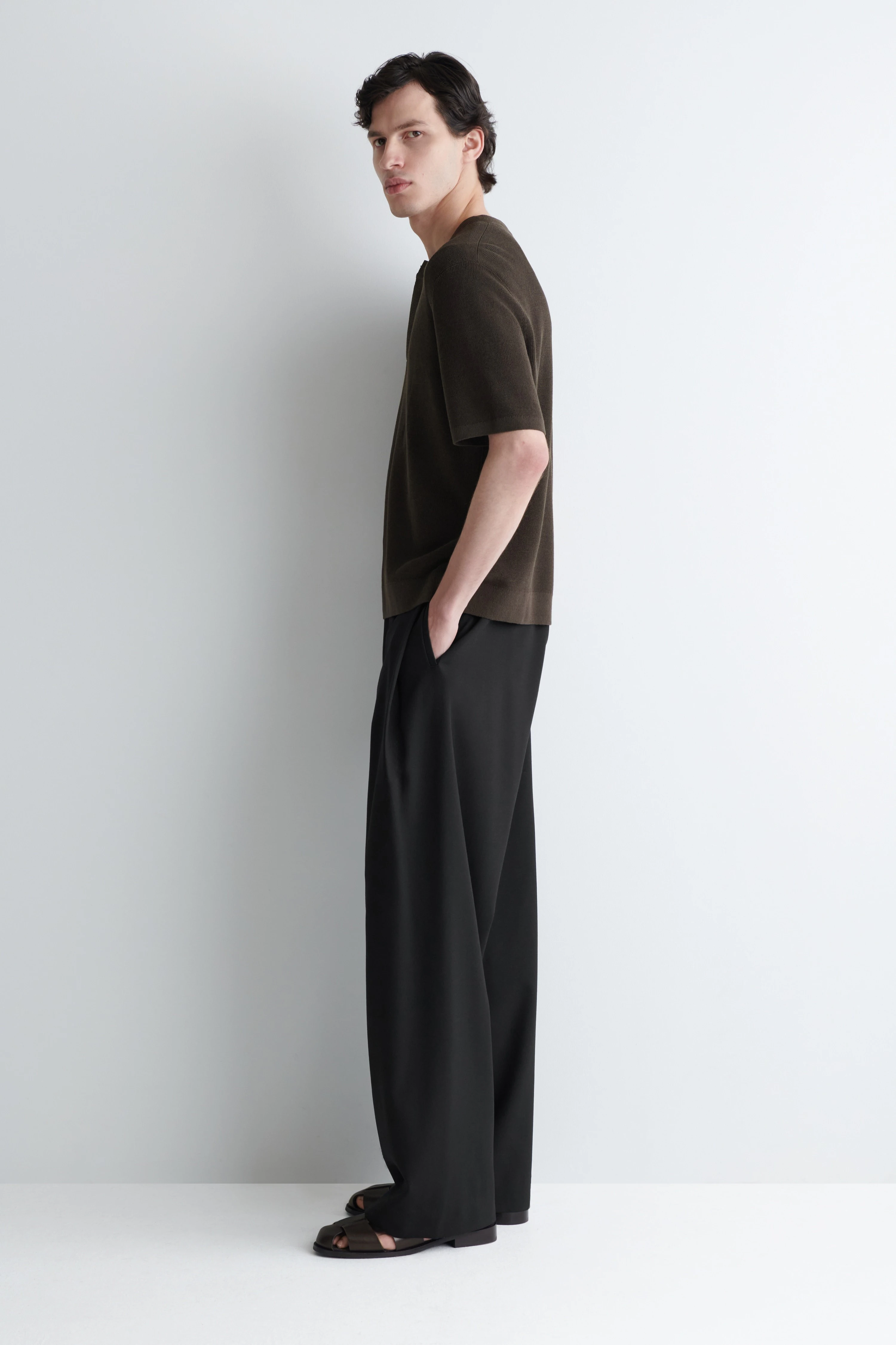 KNITTED LINEN HENLEY T-SHIRT - 4