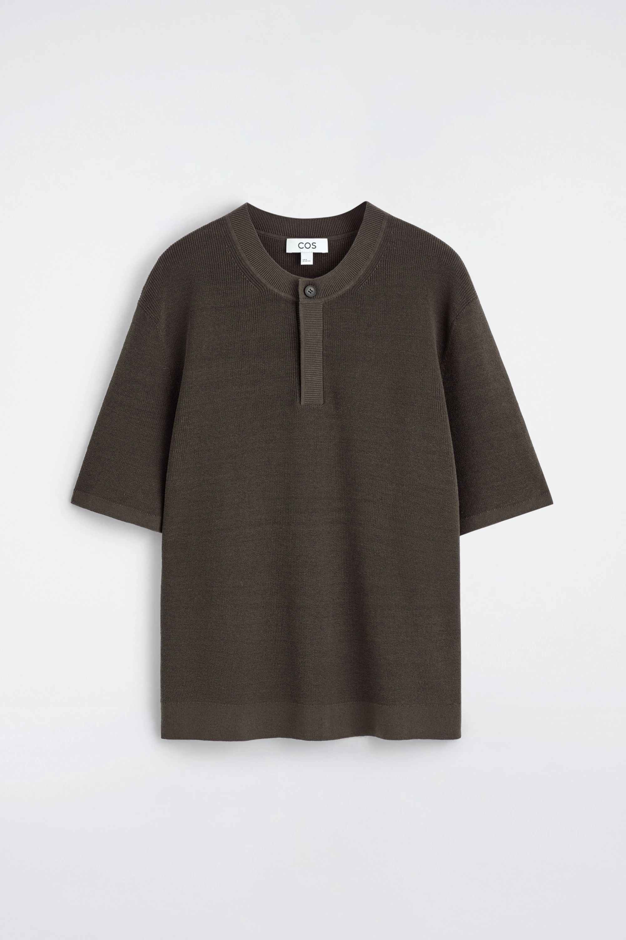 KNITTED LINEN HENLEY T-SHIRT - 6