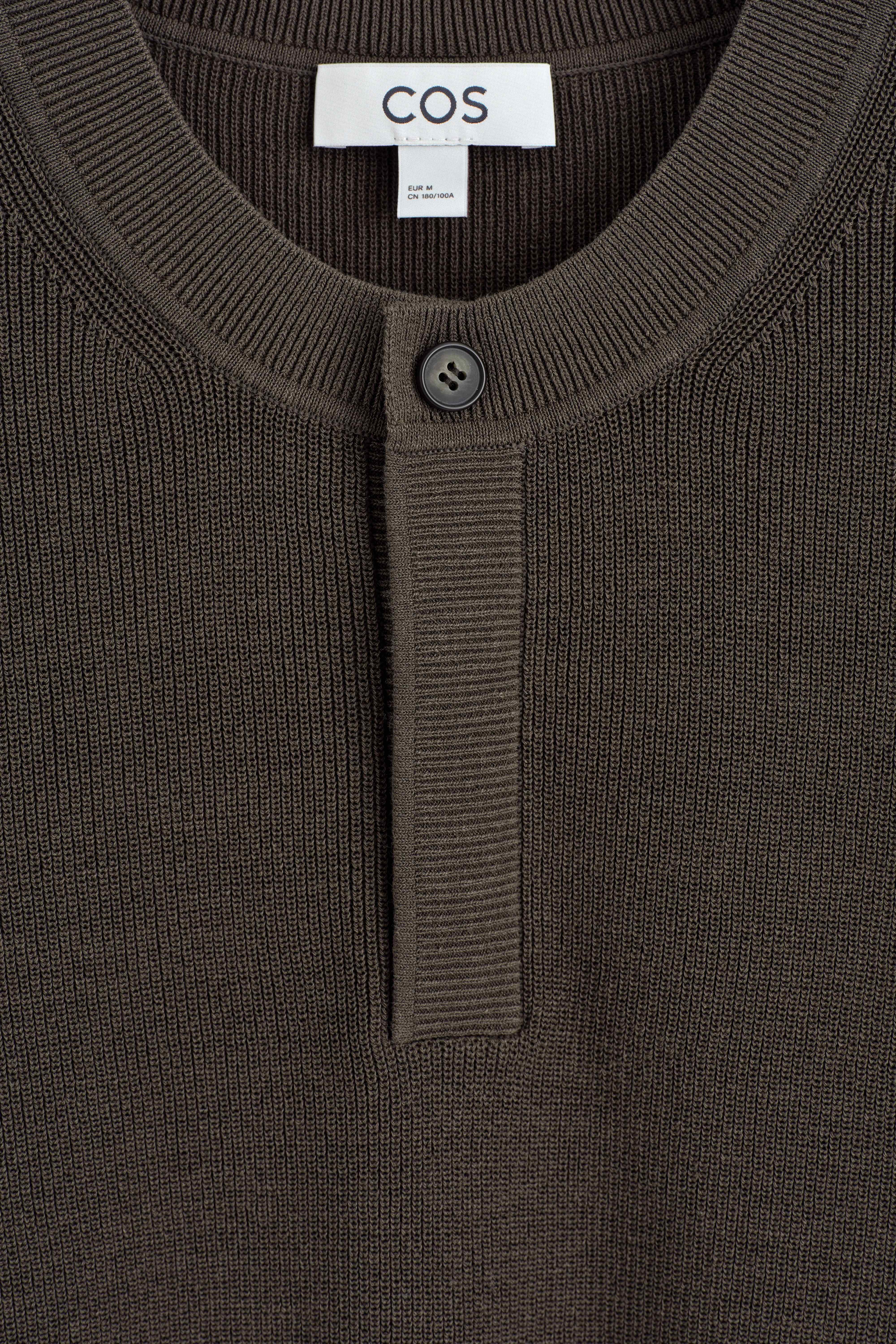KNITTED LINEN HENLEY T-SHIRT - 7
