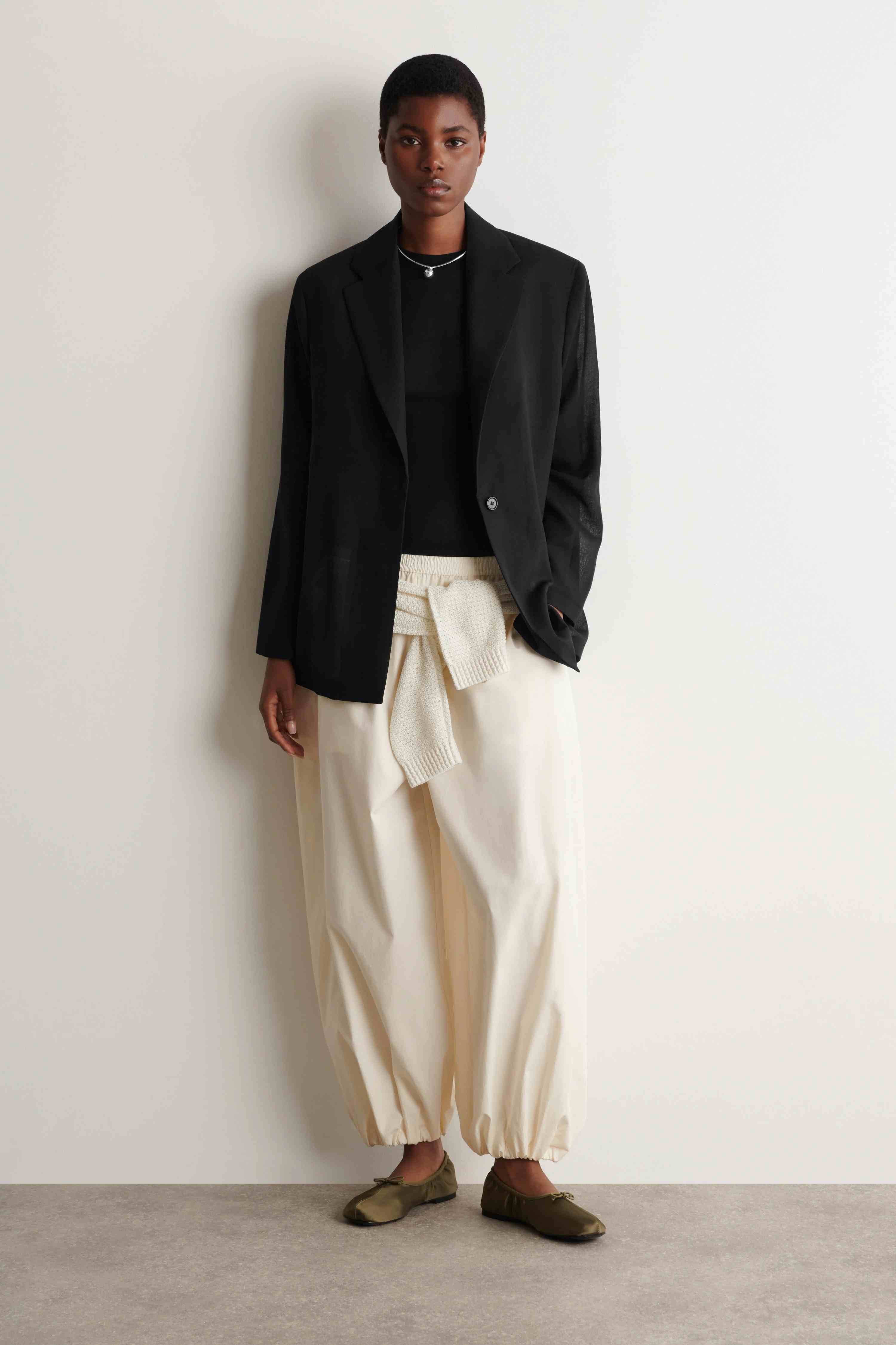 FLUID COTTON BALLOON TROUSERS - 1