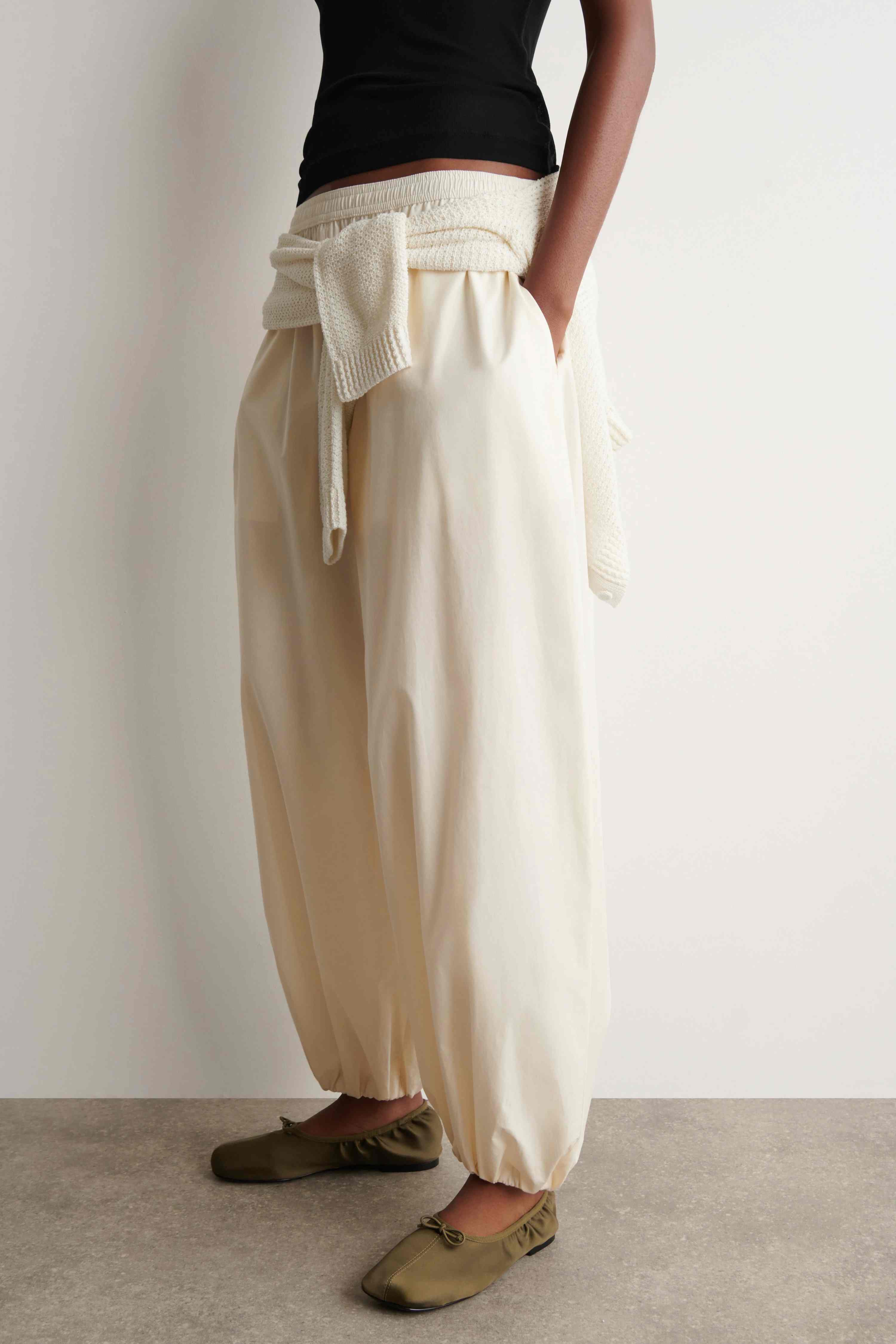 FLUID COTTON BALLOON TROUSERS - 3