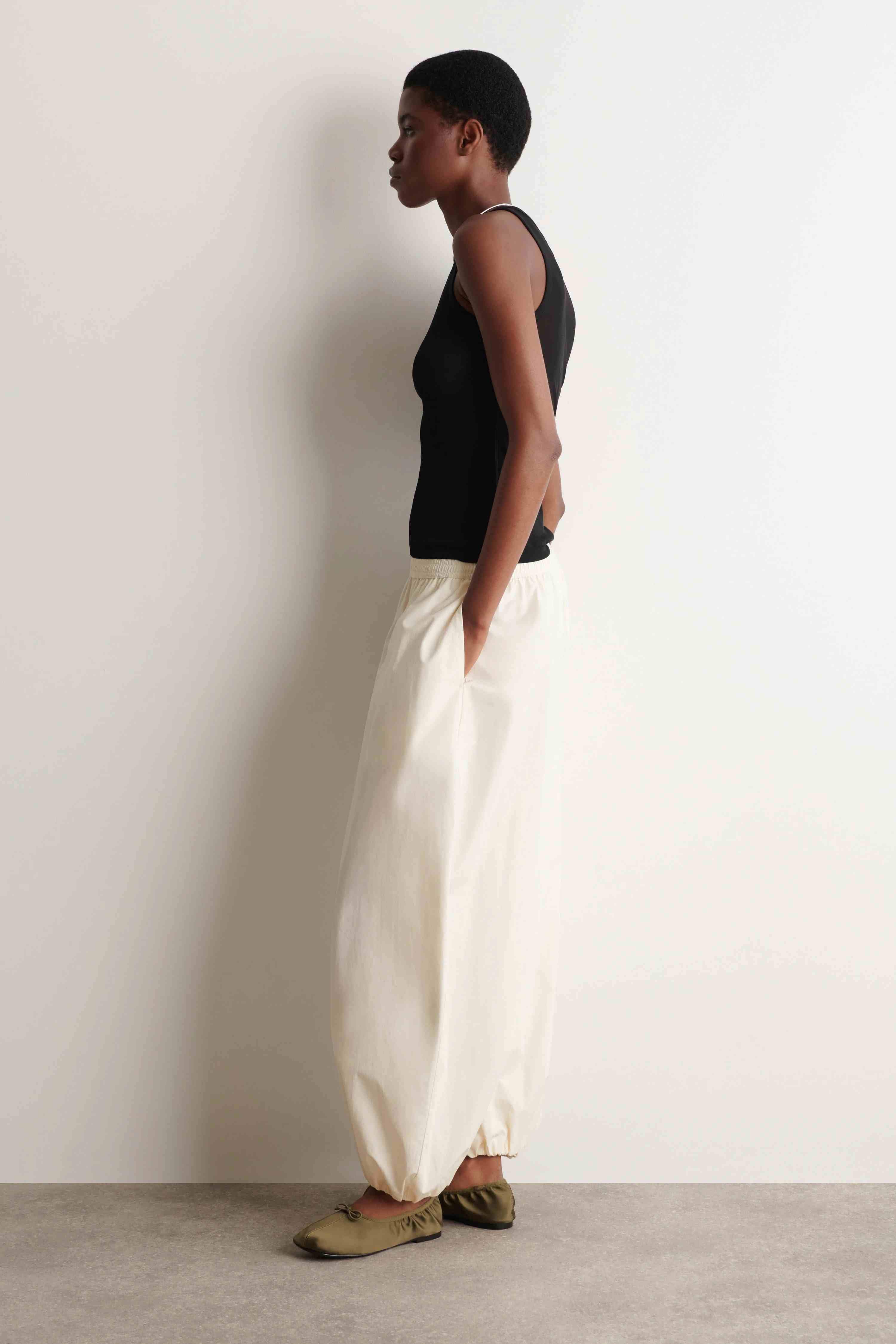 FLUID COTTON BALLOON TROUSERS - 4