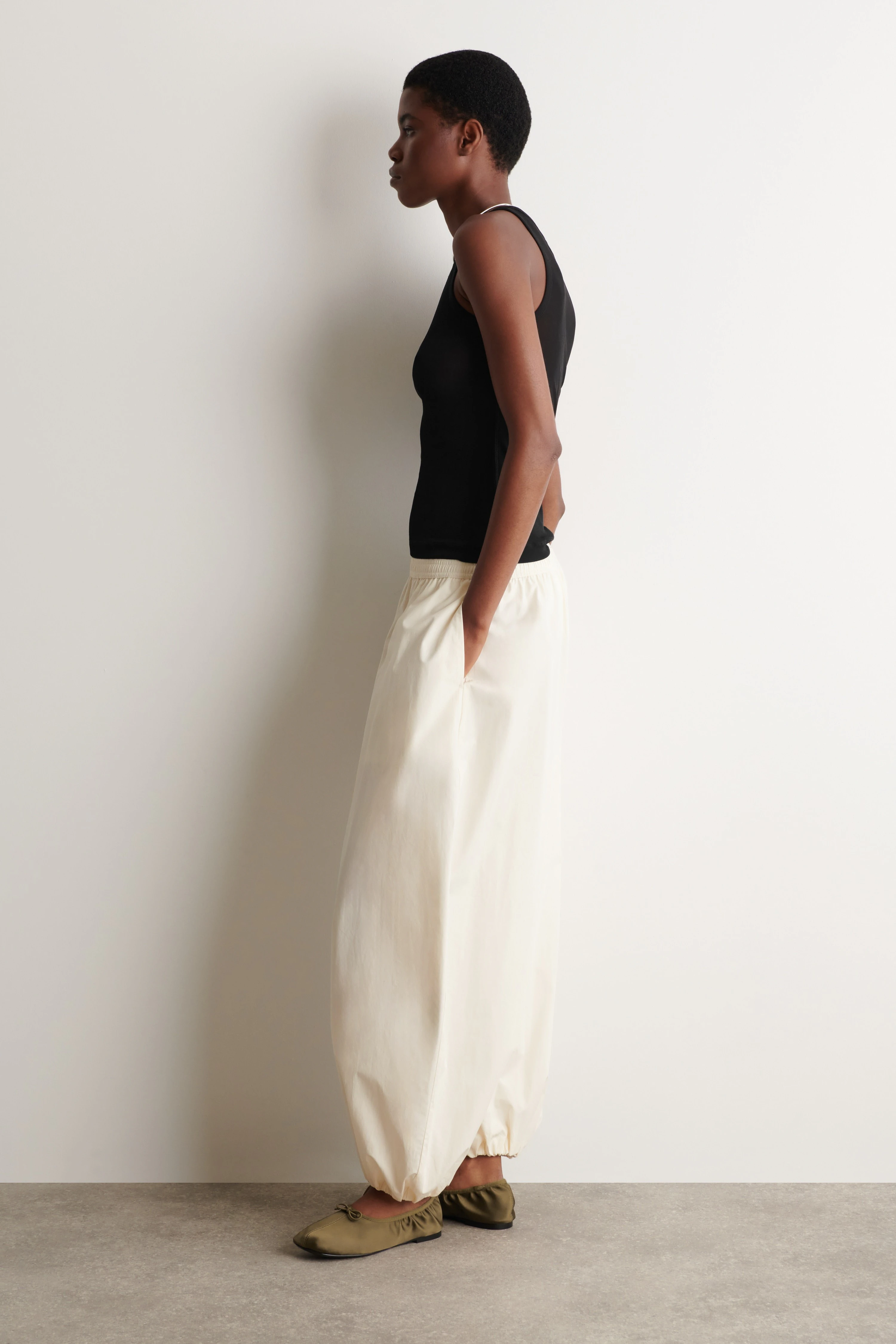 FLUID COTTON BALLOON TROUSERS - 4