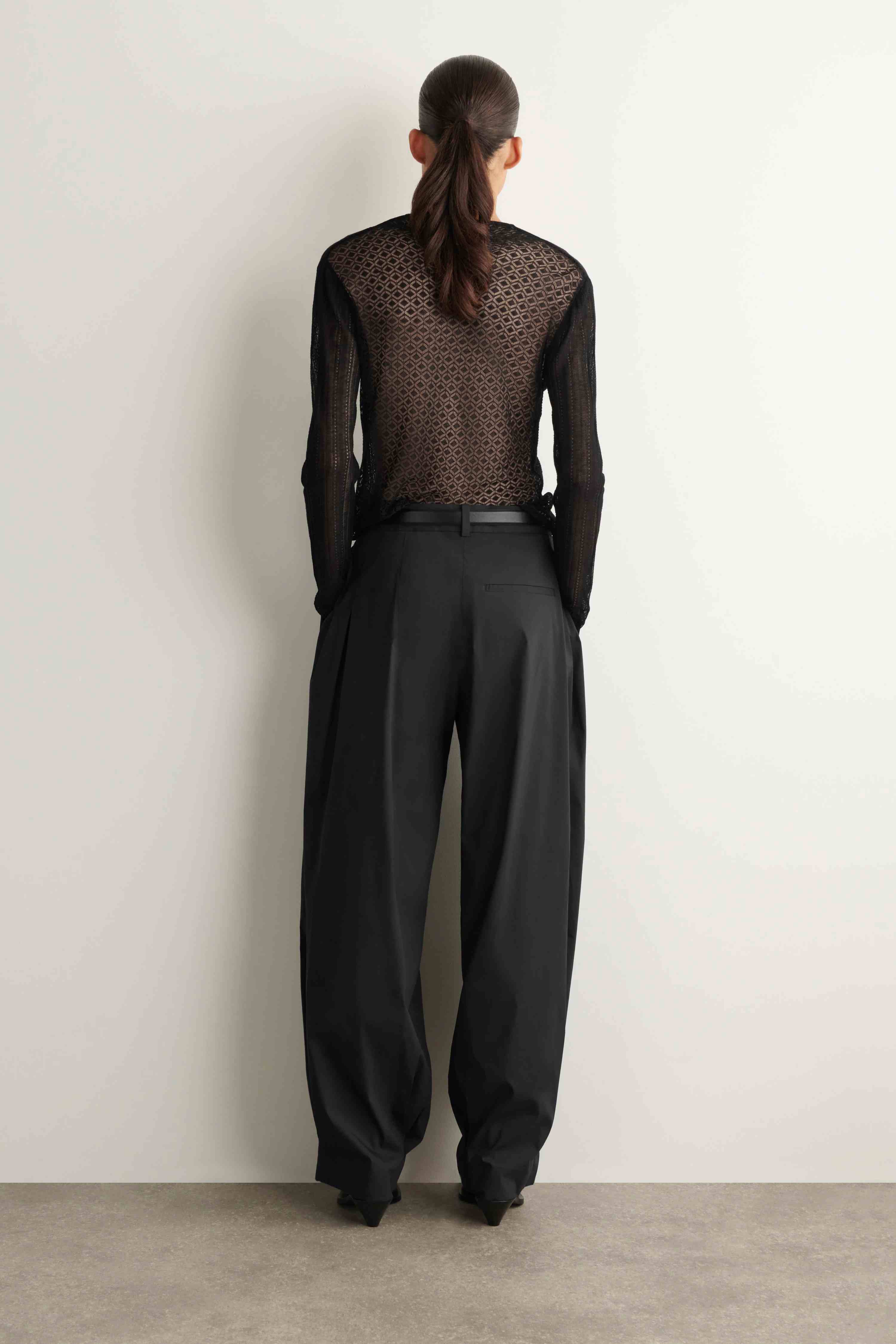 PLEATED COTTON-BLEND BALLOON TROUSERS