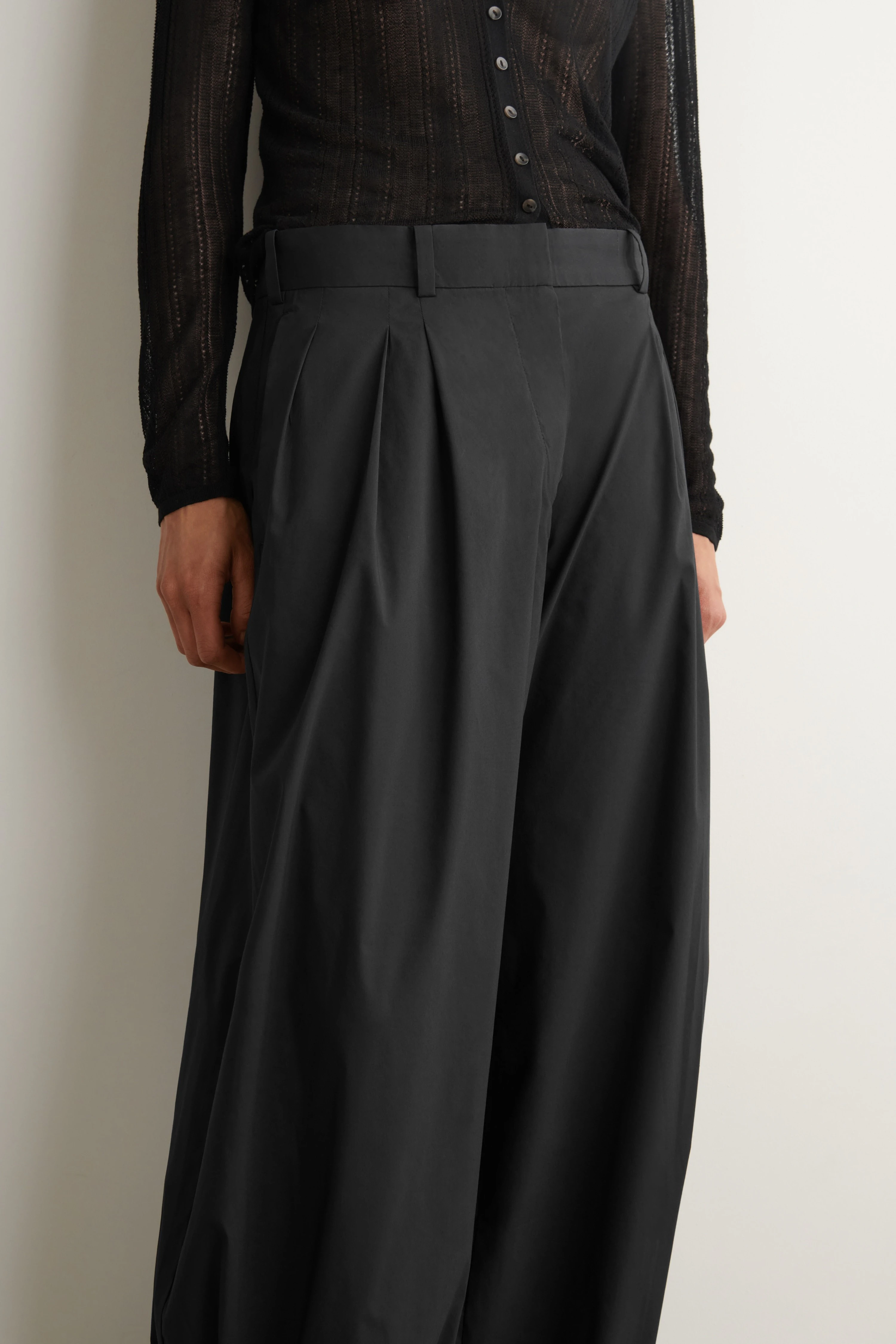 PLEATED COTTON-BLEND BALLOON TROUSERS - 3