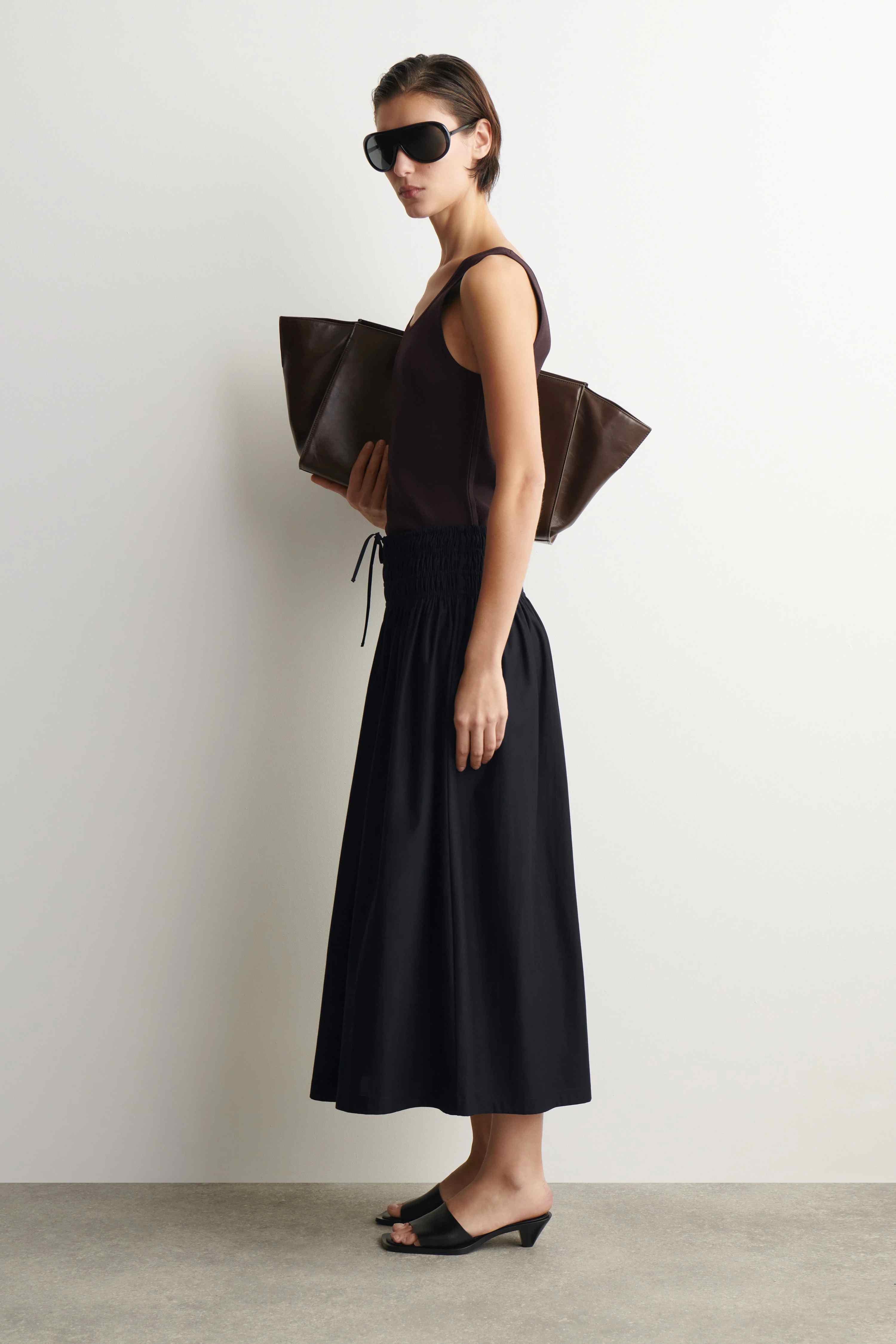 RUCHED-WAIST MIDI SKIRT - 3
