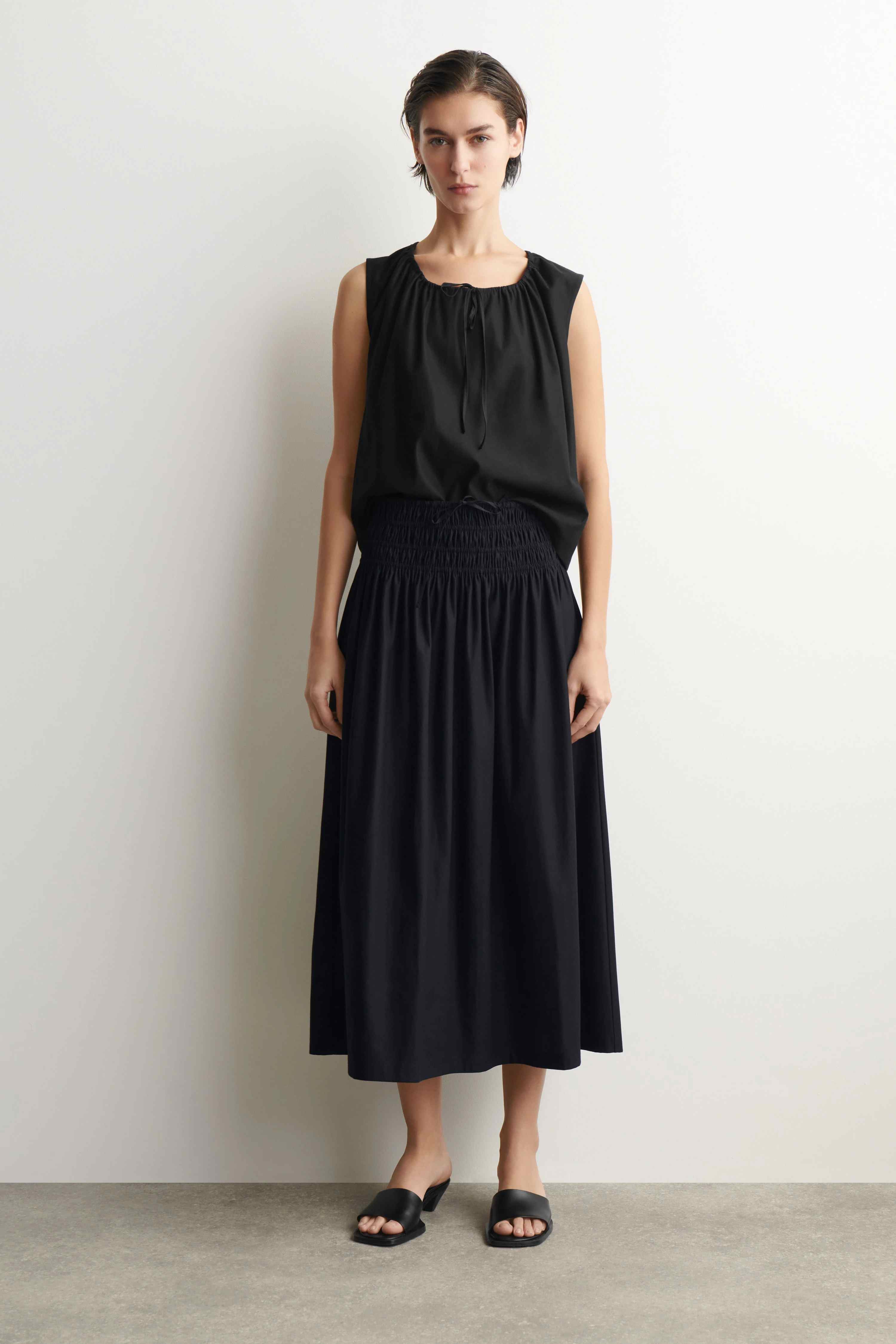 RUCHED-WAIST MIDI SKIRT - 5