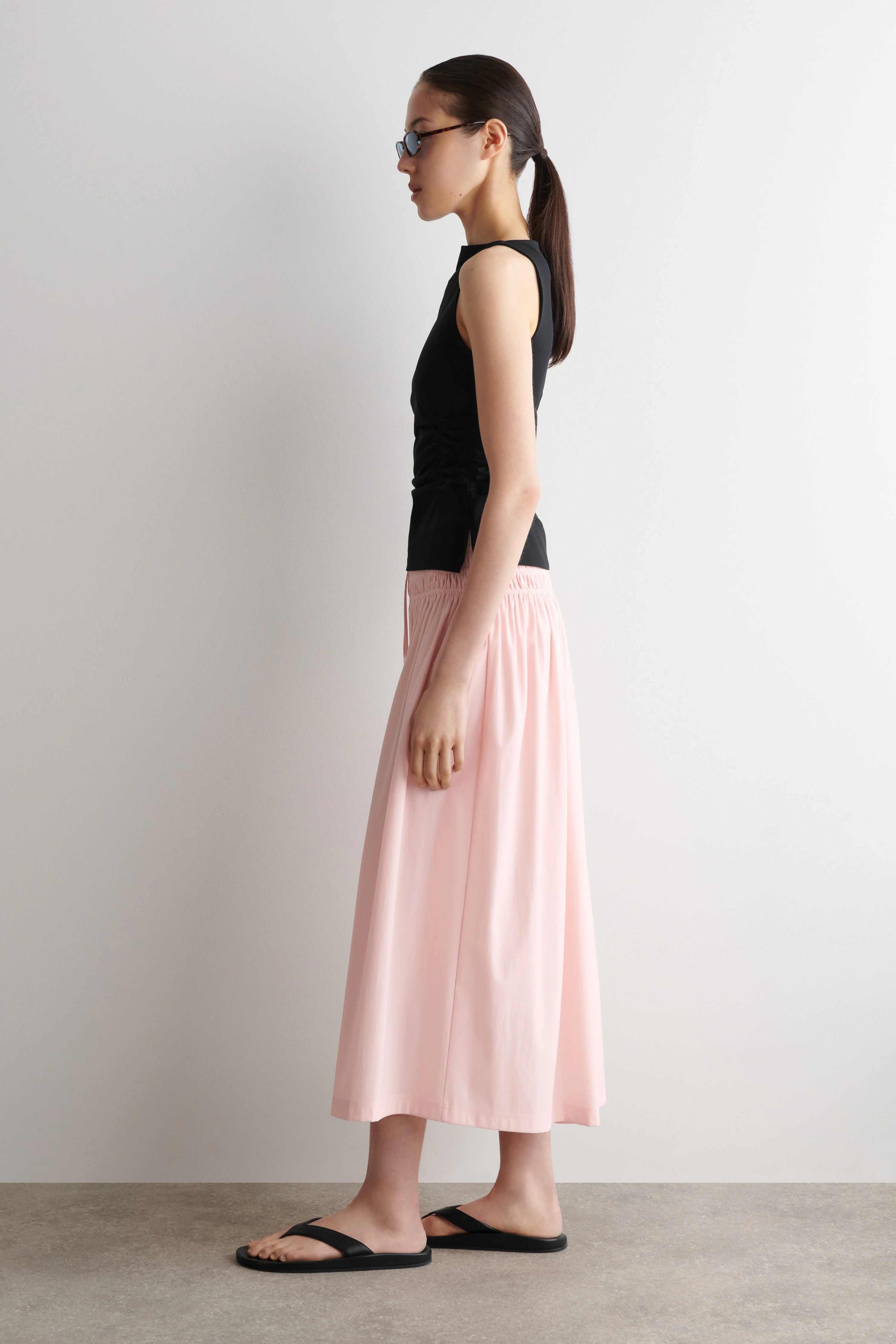 RUCHED-WAIST MIDI SKIRT - 4