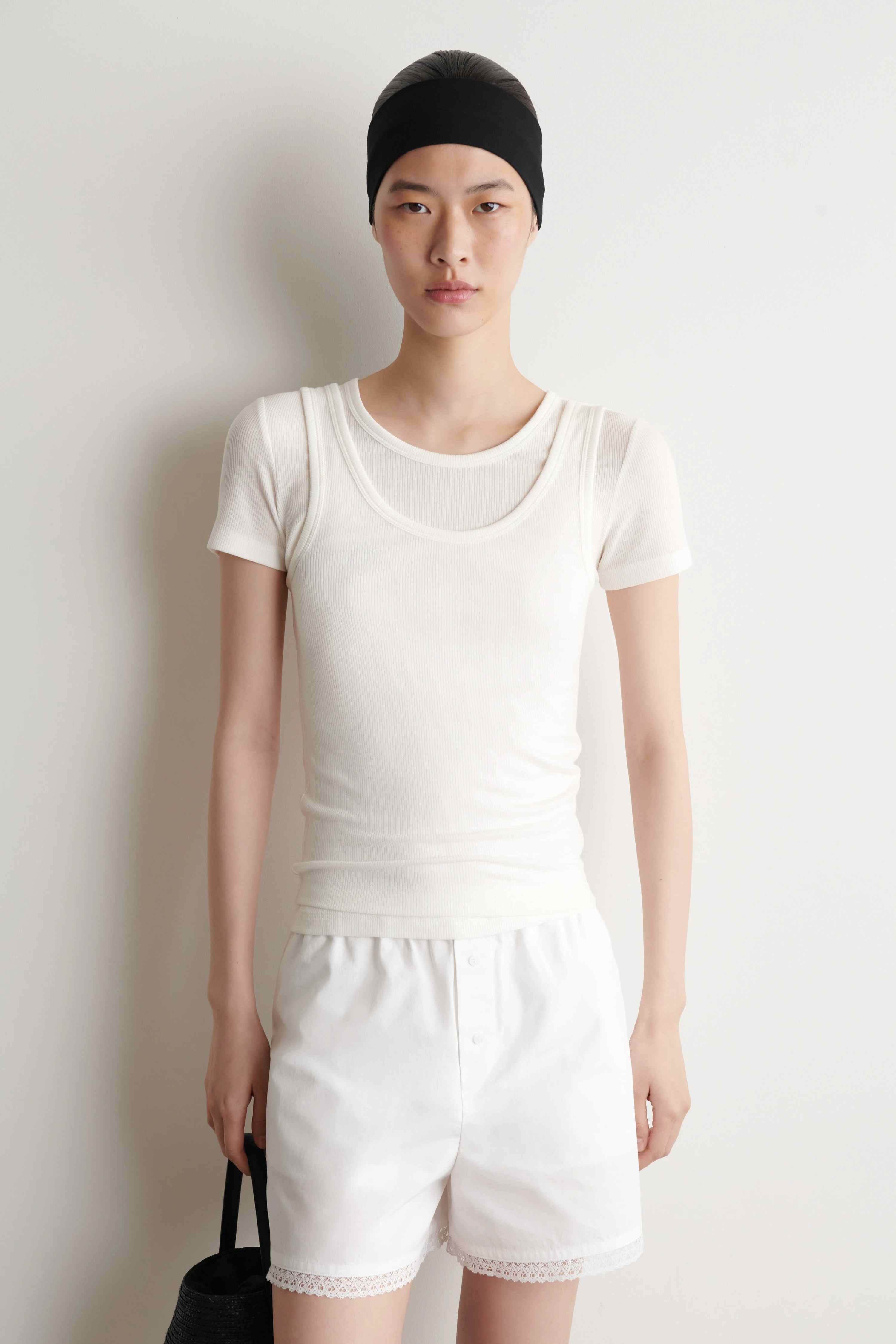LAYERED RIBBED-JERSEY T-SHIRT - 1