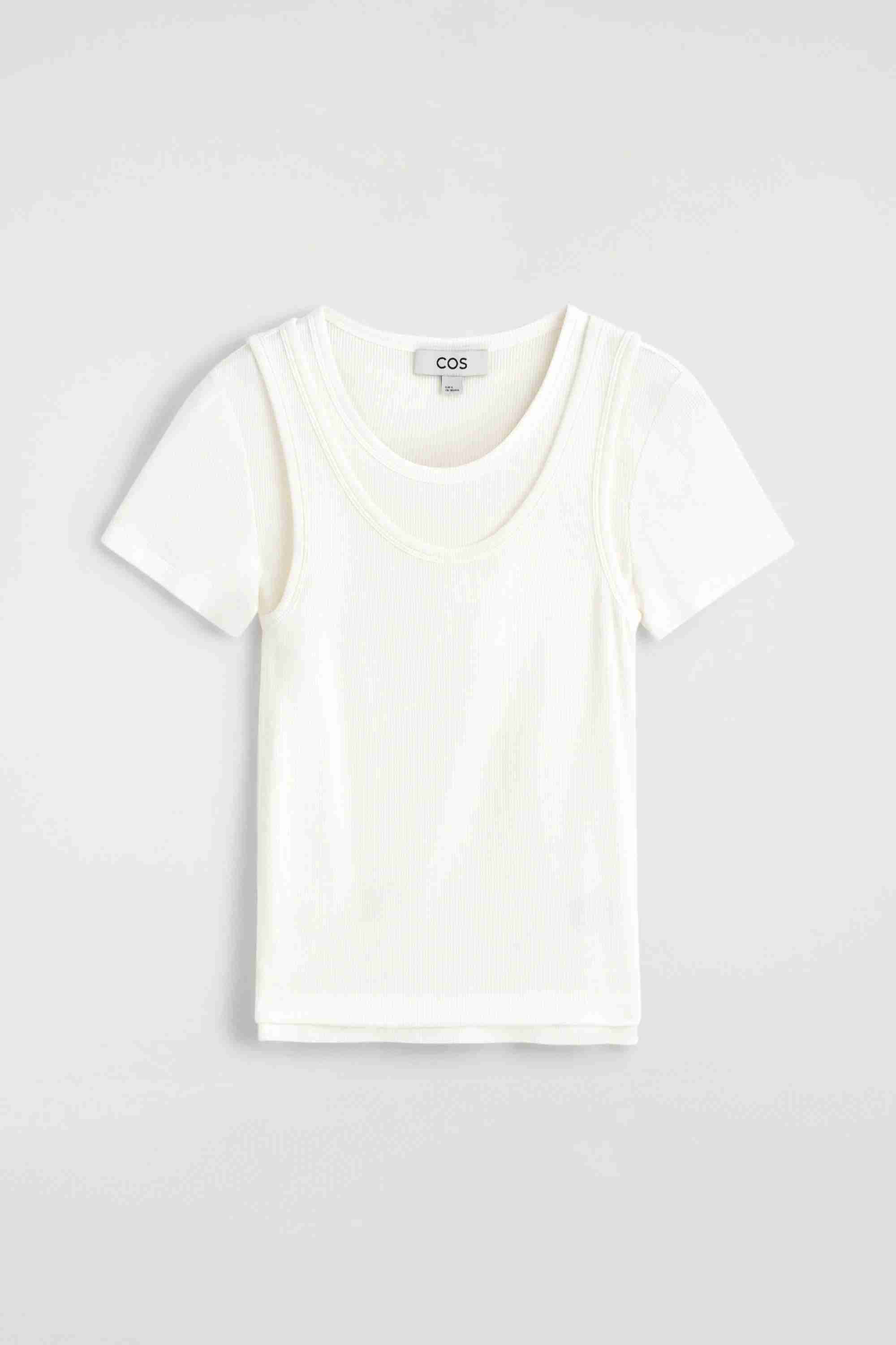 LAYERED RIBBED-JERSEY T-SHIRT - 6