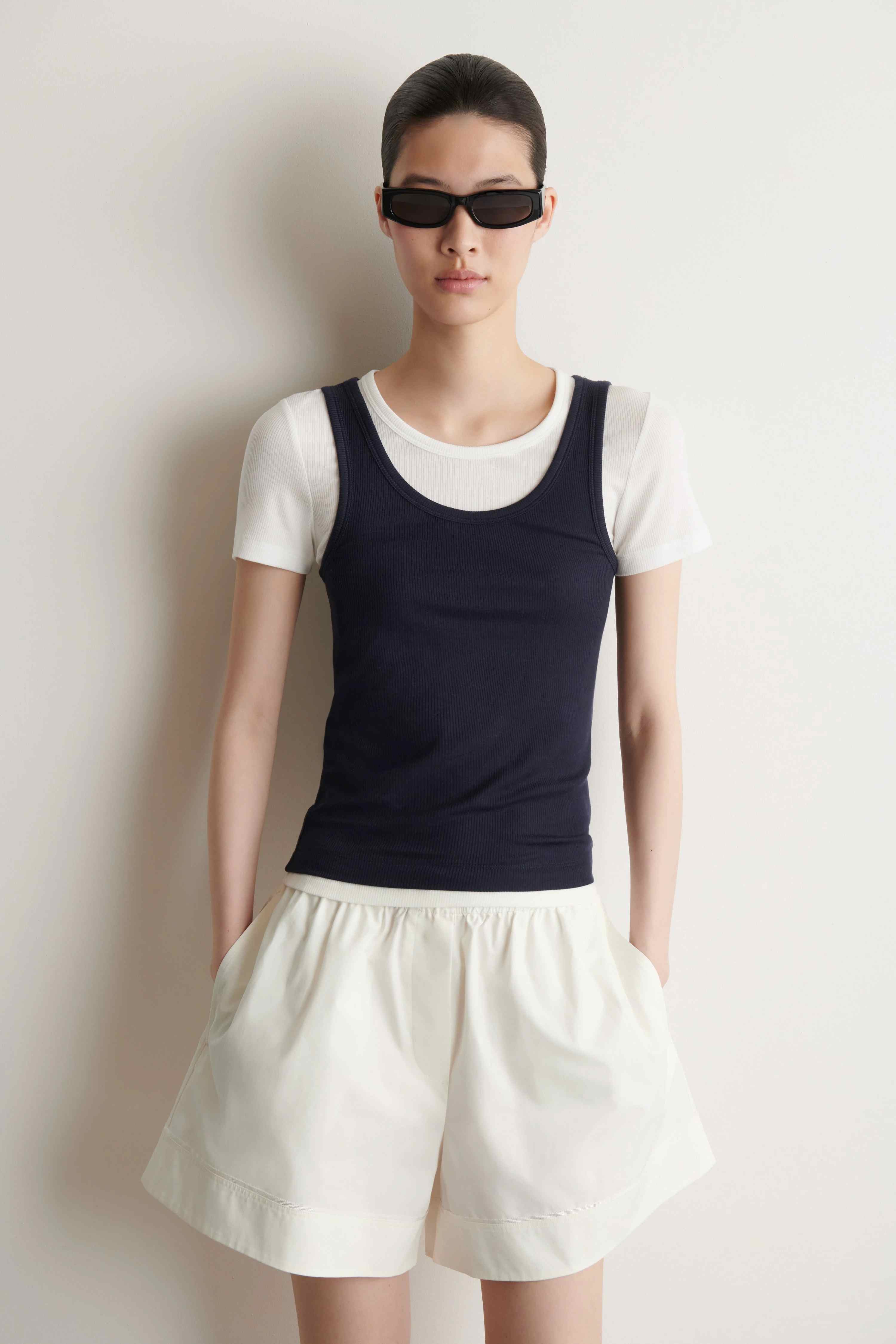 LAYERED RIBBED-JERSEY T-SHIRT - 1