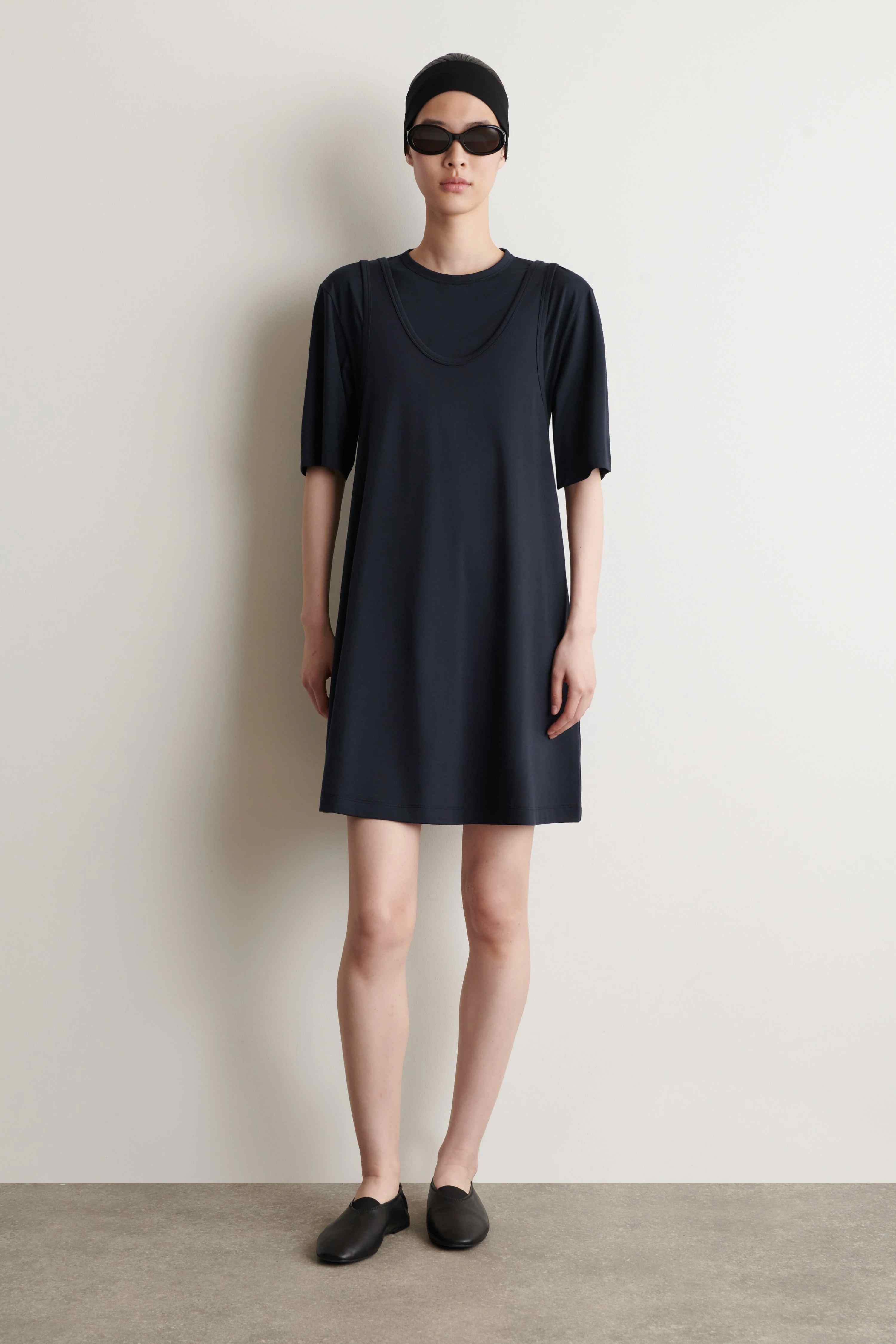 LAYERED JERSEY MINI T-SHIRT DRESS