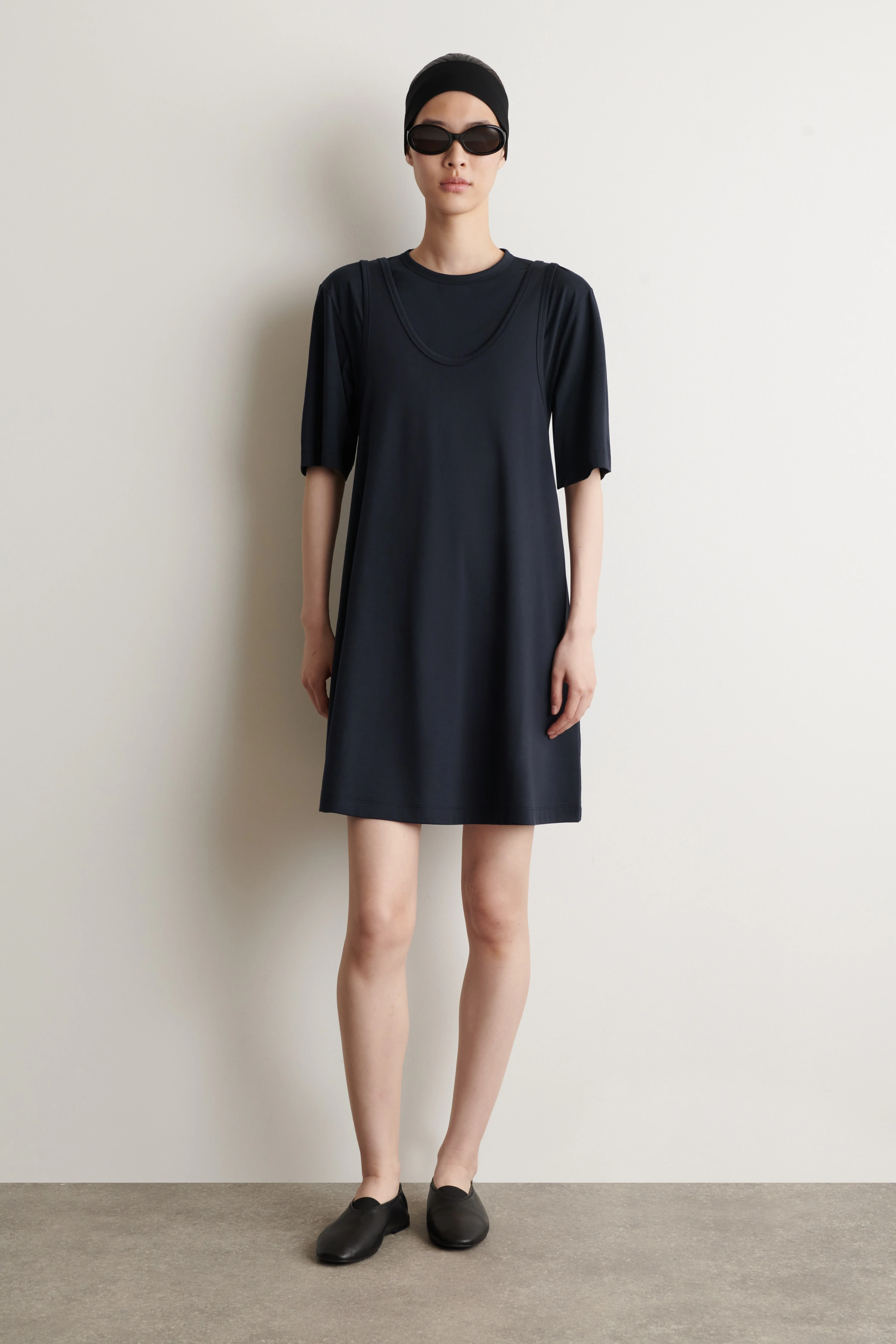LAYERED JERSEY MINI T-SHIRT DRESS