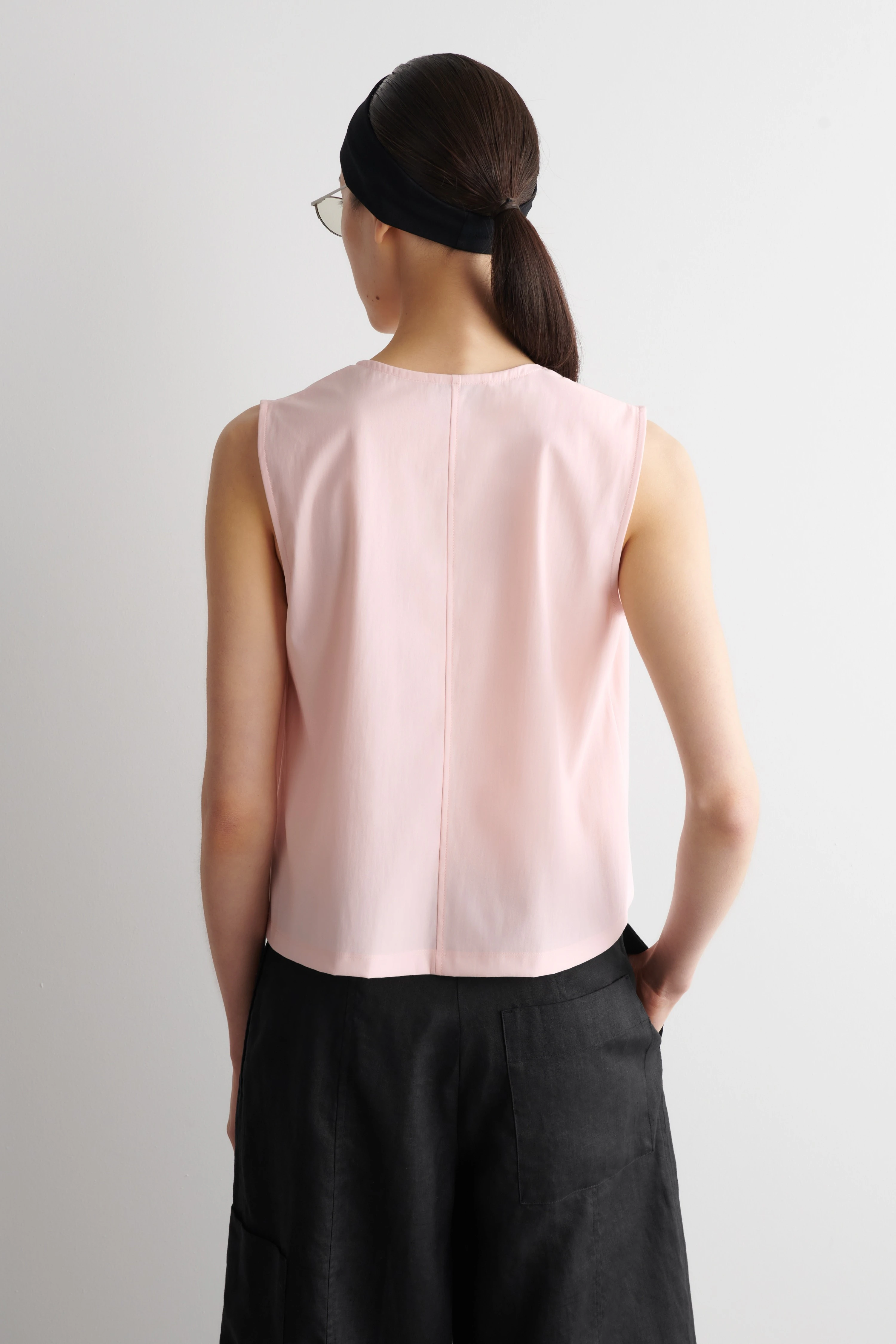 GATHERED-NECK JERSEY TANK TOP