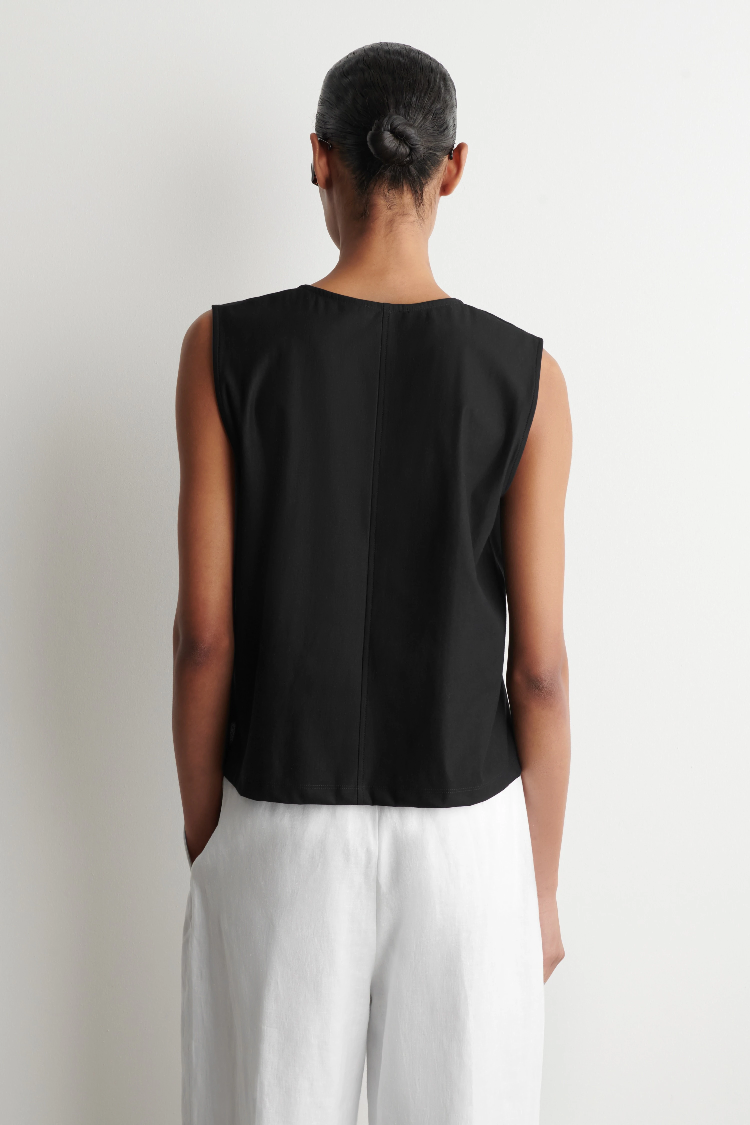 GATHERED-NECK JERSEY TANK TOP