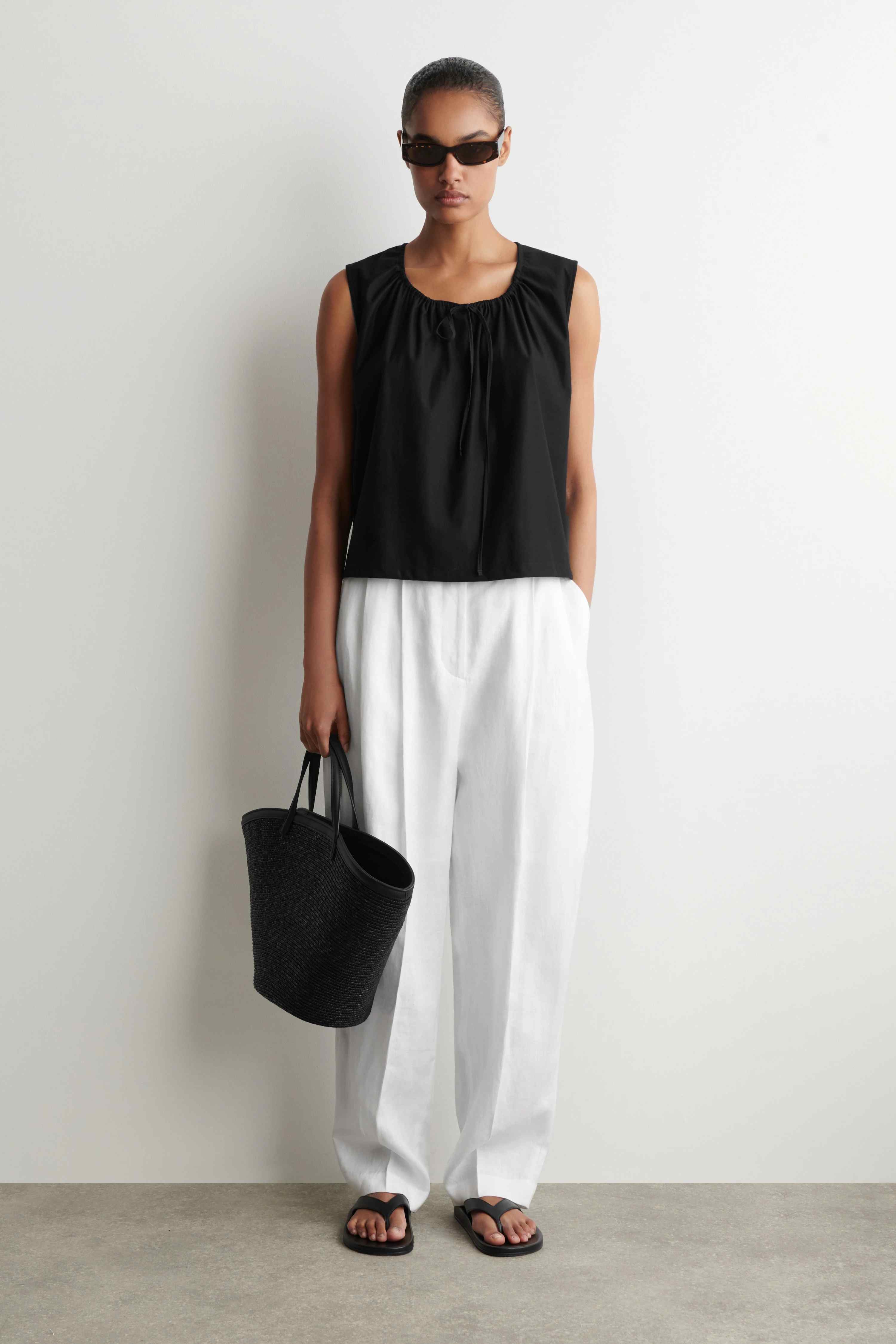 GATHERED-NECK JERSEY TANK TOP - 3
