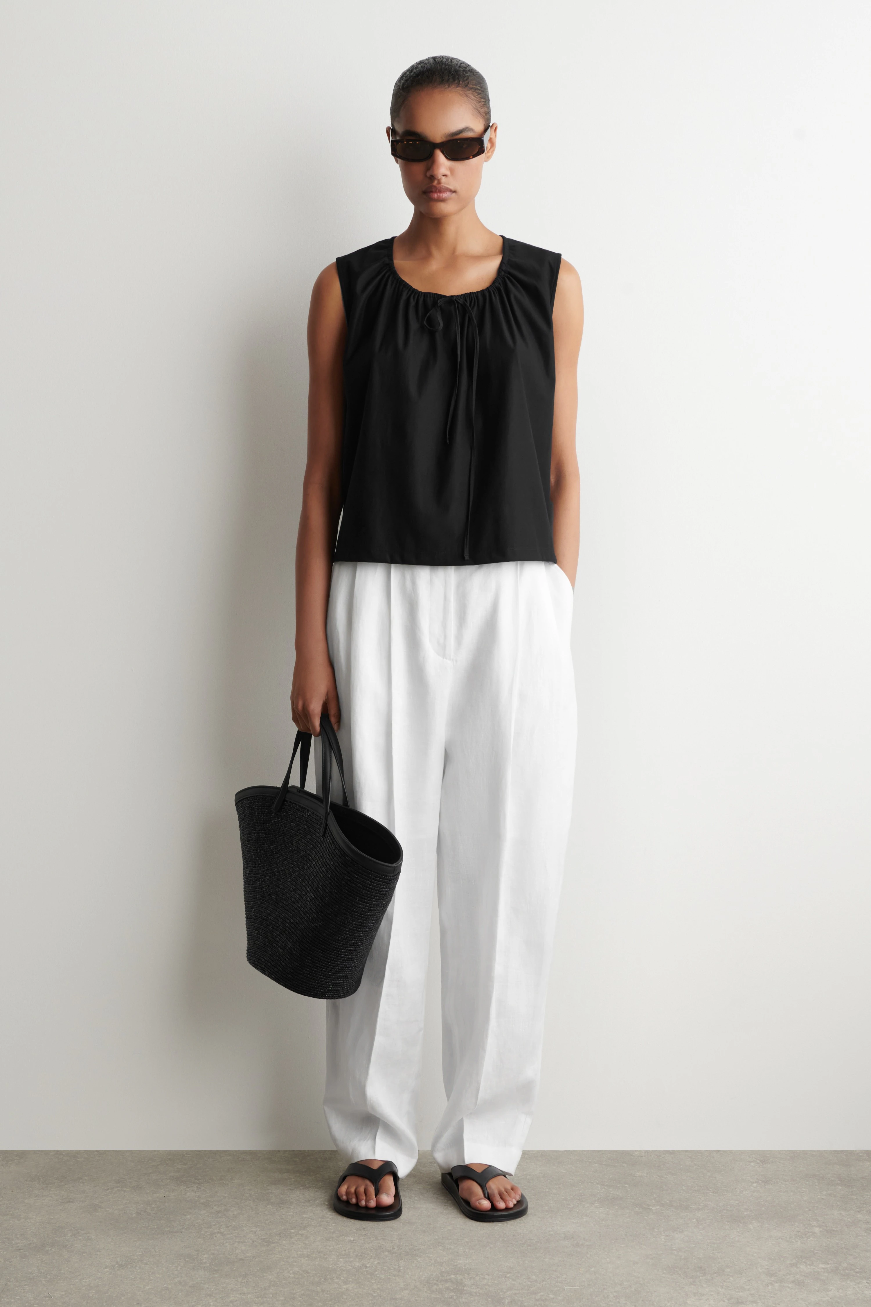 GATHERED-NECK JERSEY TANK TOP - 3