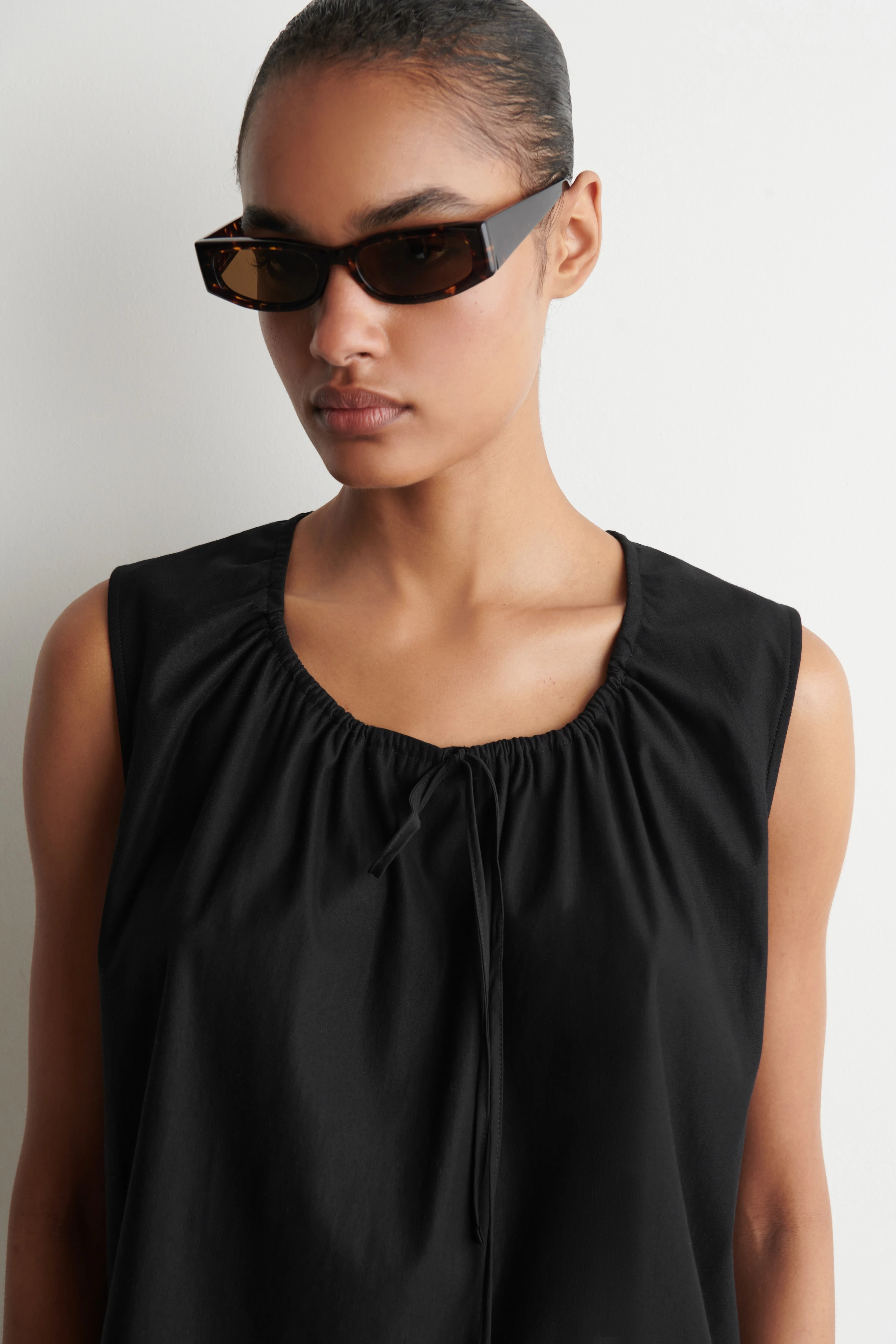 GATHERED-NECK JERSEY TANK TOP - 4